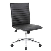 OfficeSource Ridge Armless Contemporary Ribbed Back Task Chair - Black LeatherSoft Vinyl