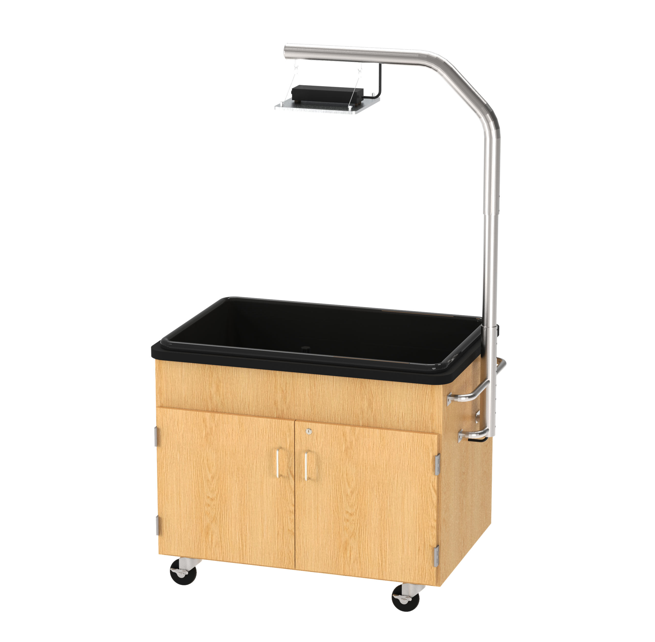 Hydroponics Growing Center, Oak, Silver Metal