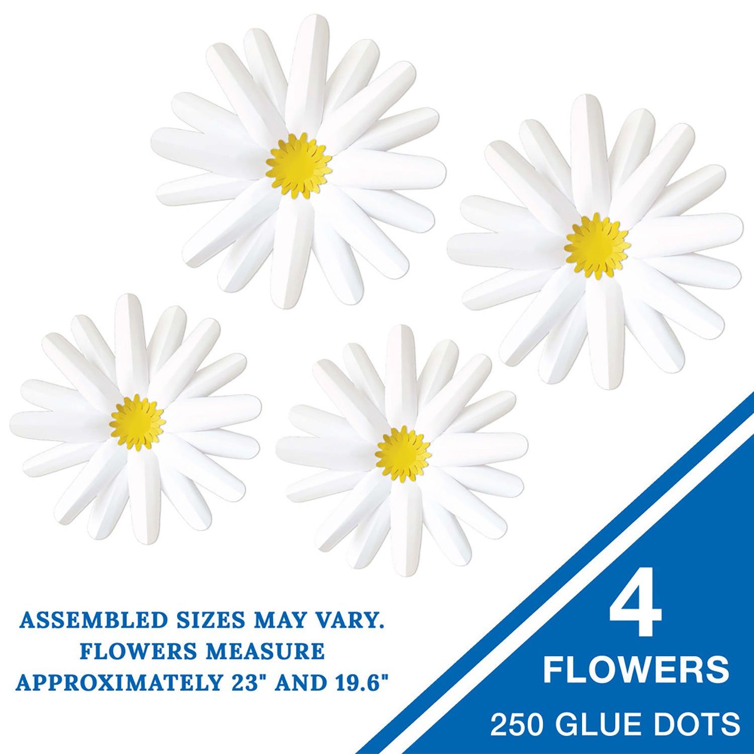 Happily Ever Elementary Retro Remix Daisies Dimensional Accents, Pack of 4