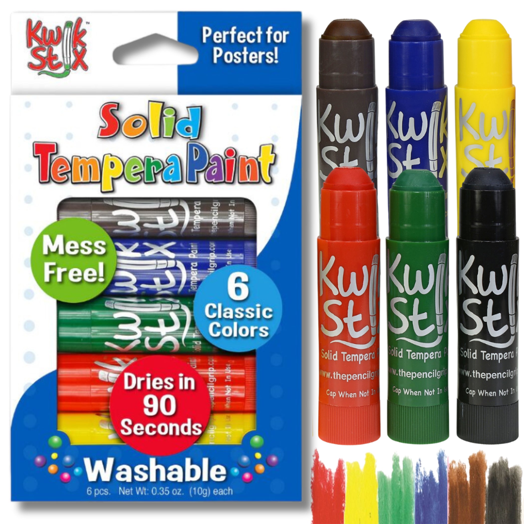 Solid Tempera Paint Stick, 6 Primary Colors