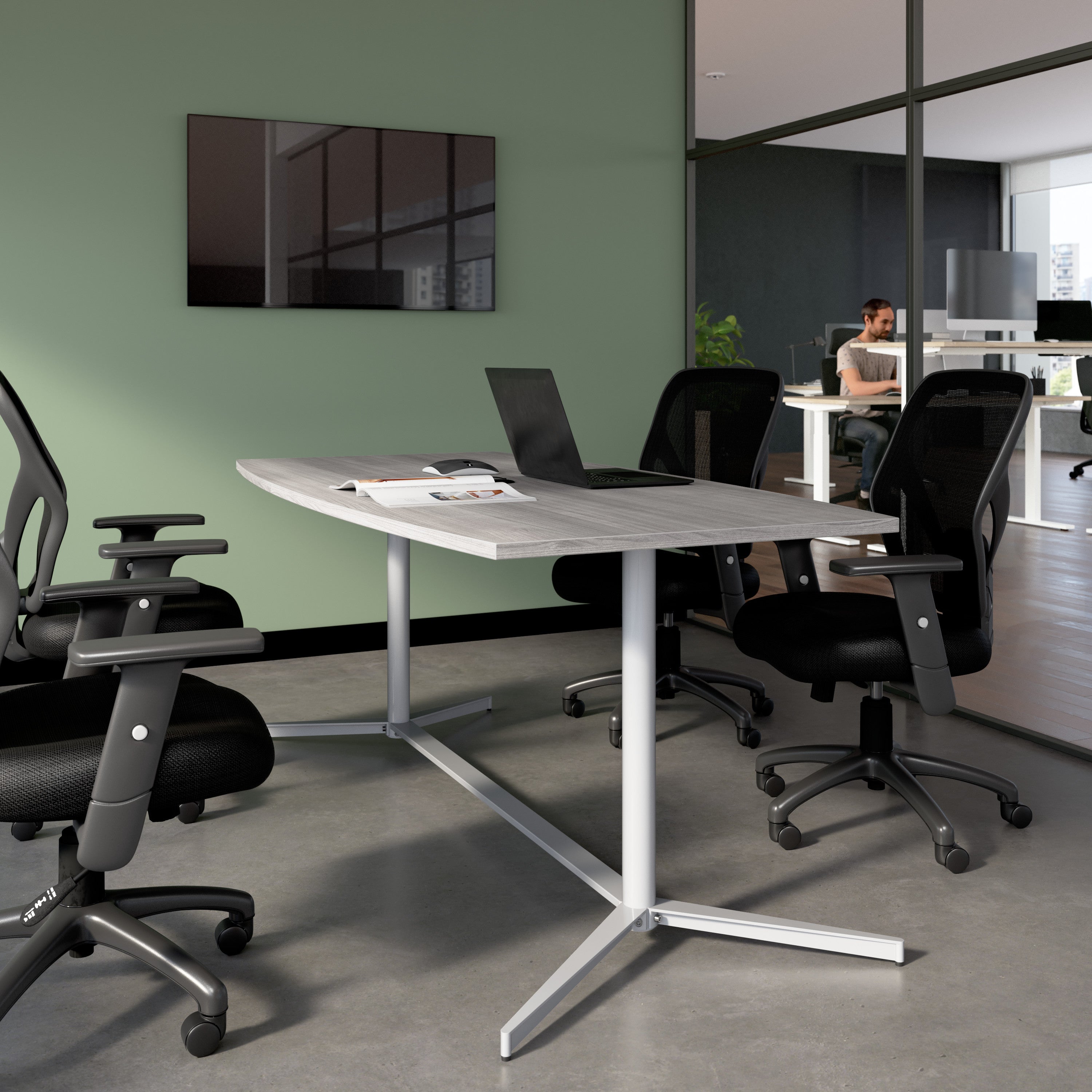 Bush Business Furniture 72-inch Office Conference Table with Metal Base in Platinum Gray - 73.25" Width x 35.98" Depth x 30.28" Height