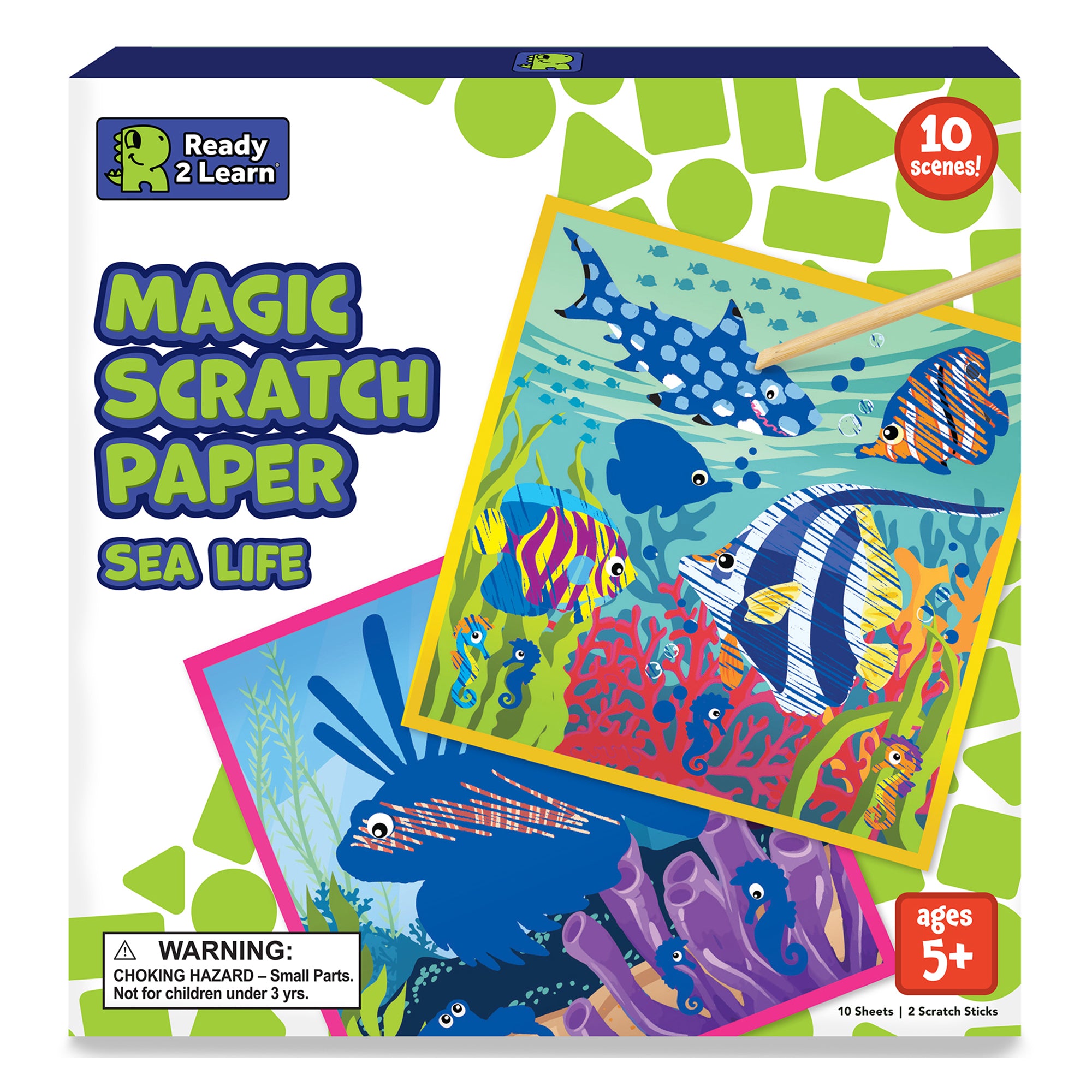 Magic Scratch Paper, Sea-Life, 10 Per Pack, 2 Packs