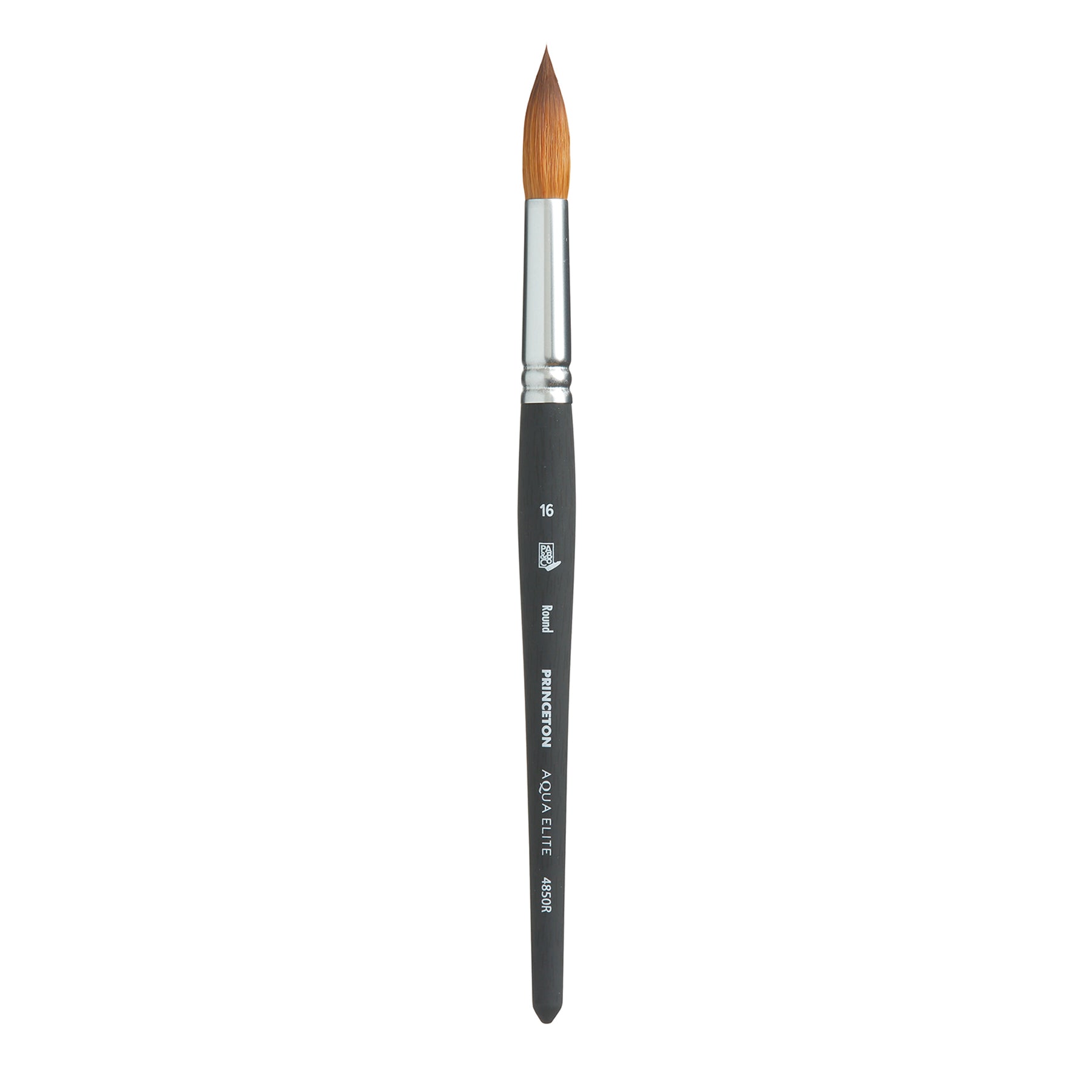 Aqua Elite Round Brush, Synthetic Bristles, Short Handle Watercolor Paintbrush, Matte Black, Size 16, 1 Count
