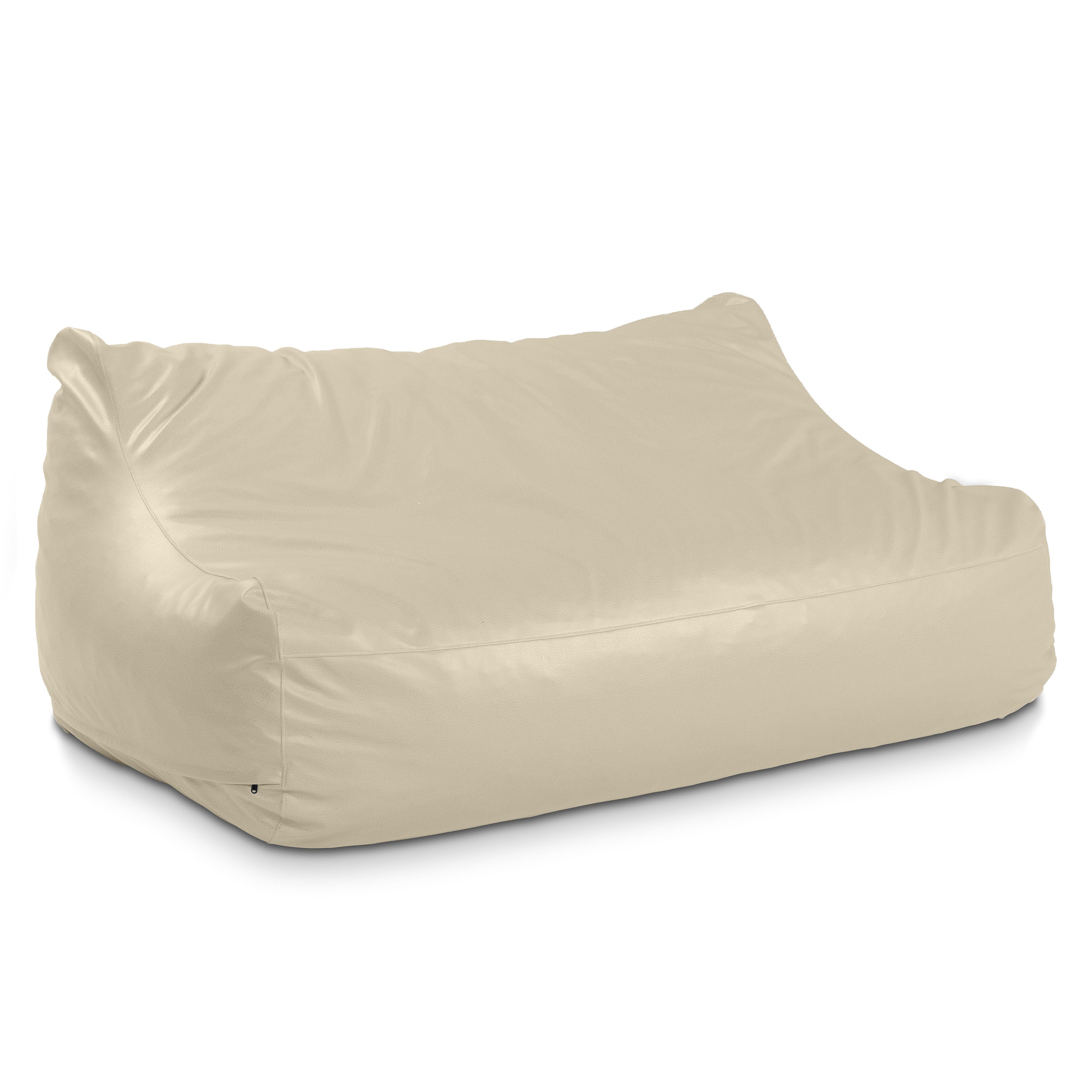 Atrium Collection Lozia Loveseat - Large Foam Bean Bag Sofa for Home Theaters, Offices, Schools, Reception & Waiting Rooms - Faux-Leather - Natural Beige
