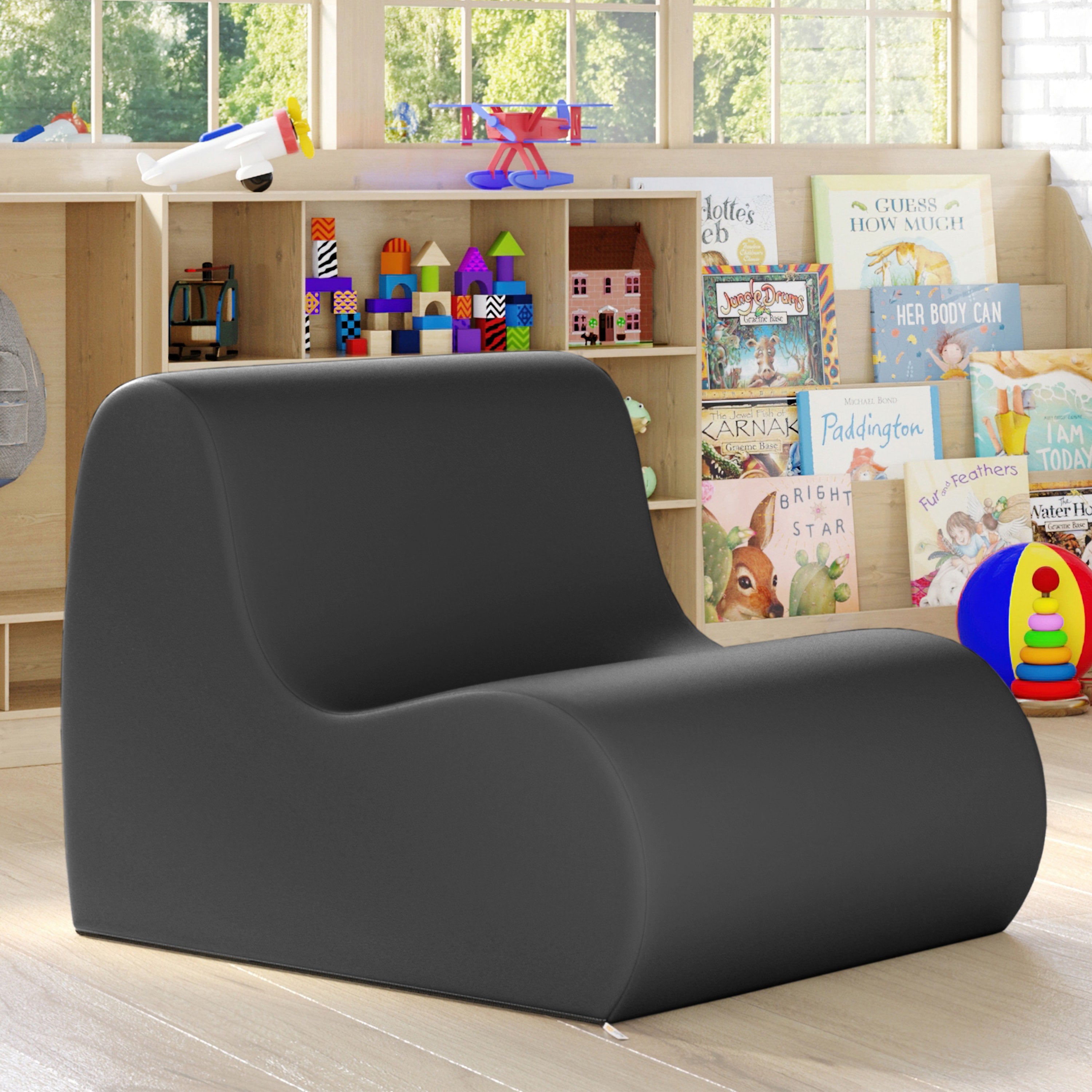Jaxx Midtown Medium Classroom Soft Foam Chair - Premium Vinyl Cover - Black