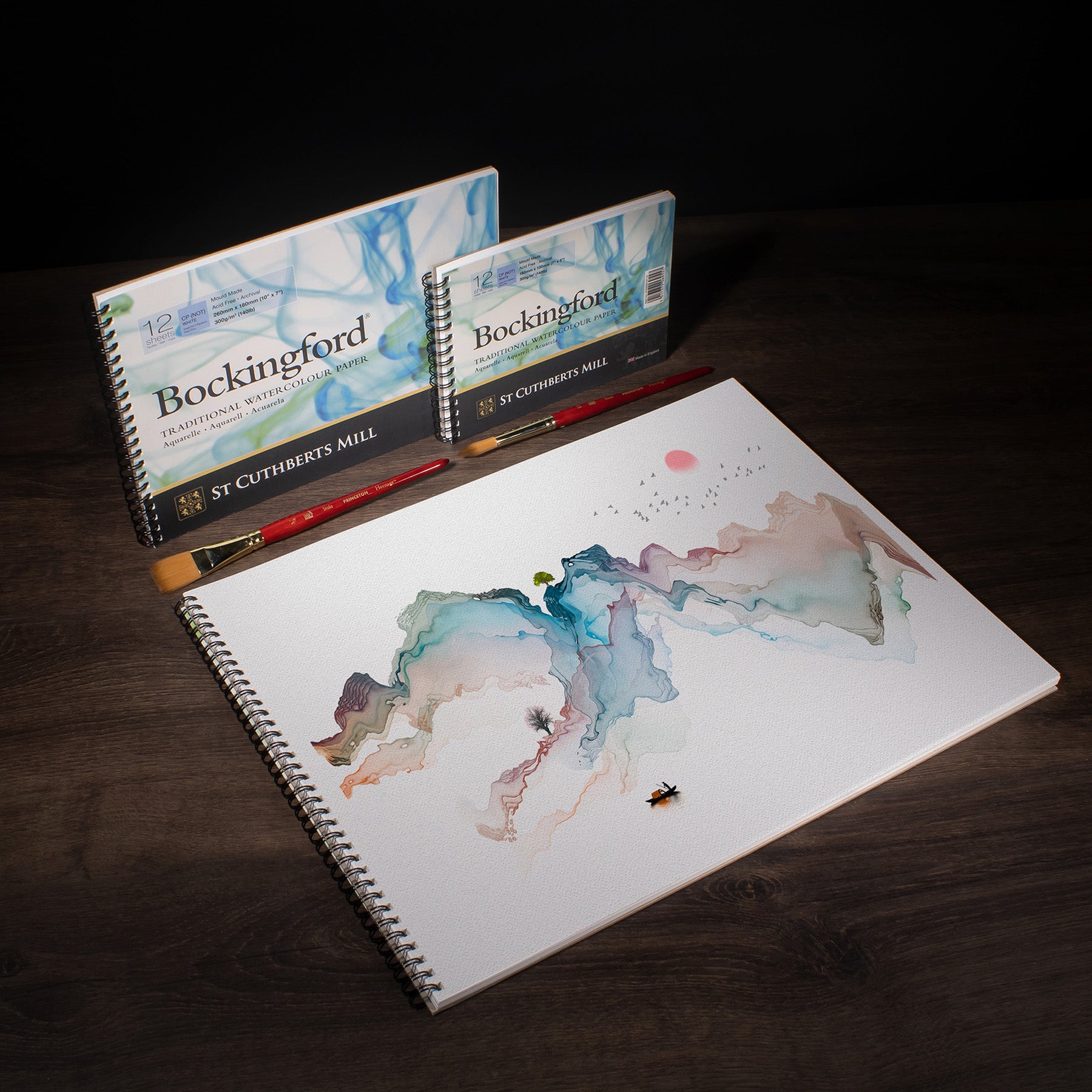 Bockingford Watercolor Pad, Cold Pressed, Spiral Binding, 140lb/300gsm, 12 Sheet, 5x7 inch, 1 Count
