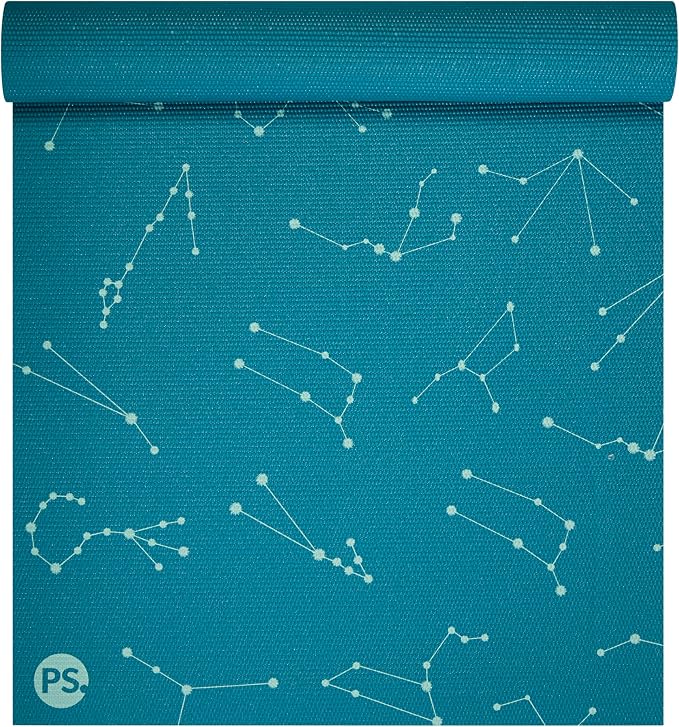 POPSUGAR Premium 6mm Yoga Mat, 68" x 24" (Constellations) with Easy Carry Strap