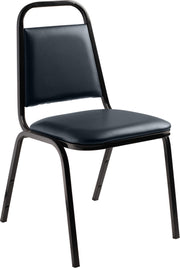 Basics by NPS® 9100 Series Vinyl Upholstered Stack Chair, Surface Color: Midnight Blue, Frame Color: Black