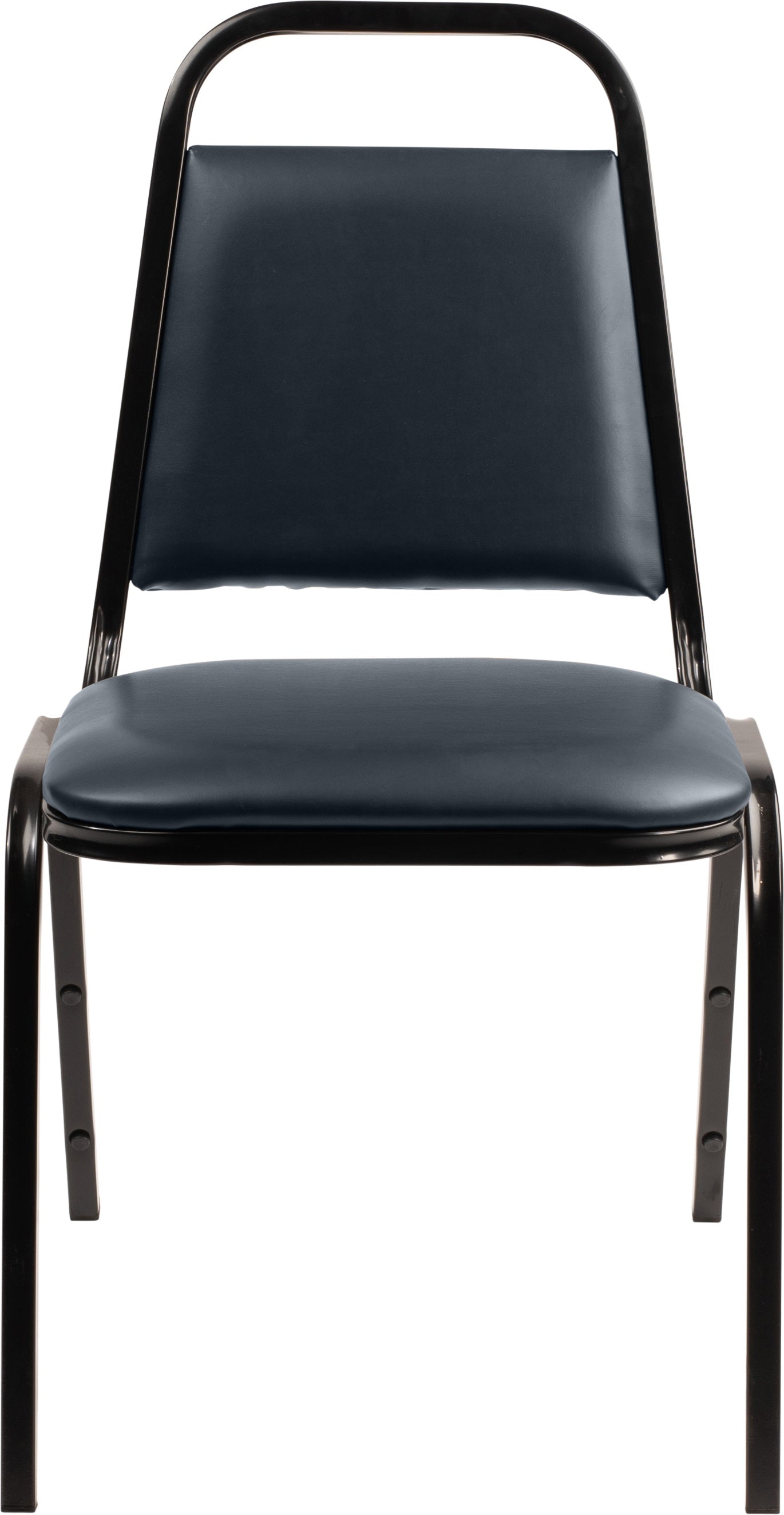 Basics by NPS® 9100 Series Vinyl Upholstered Stack Chair, Surface Color: Midnight Blue, Frame Color: Black