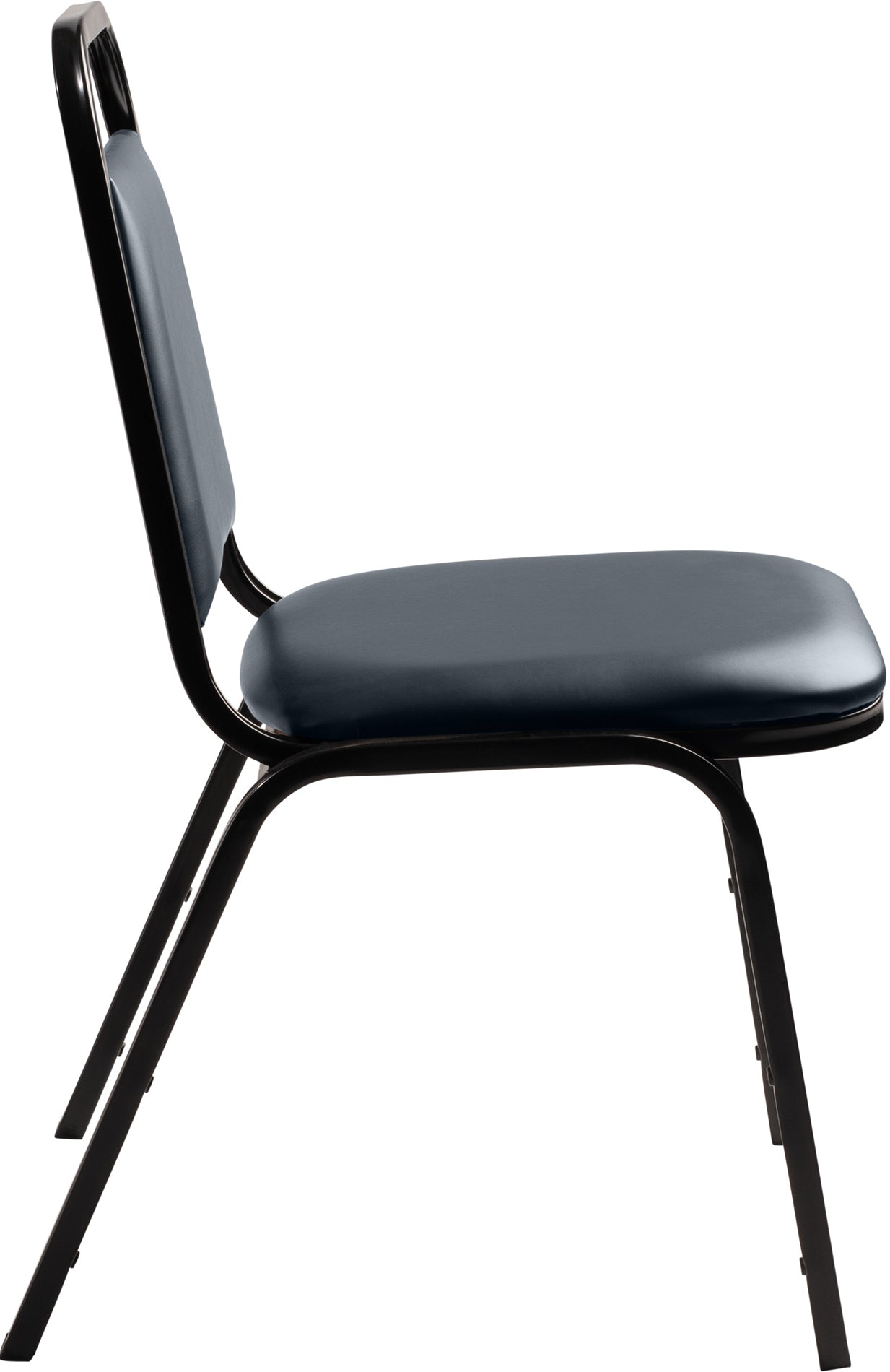 Basics by NPS® 9100 Series Vinyl Upholstered Stack Chair, Surface Color: Midnight Blue, Frame Color: Black
