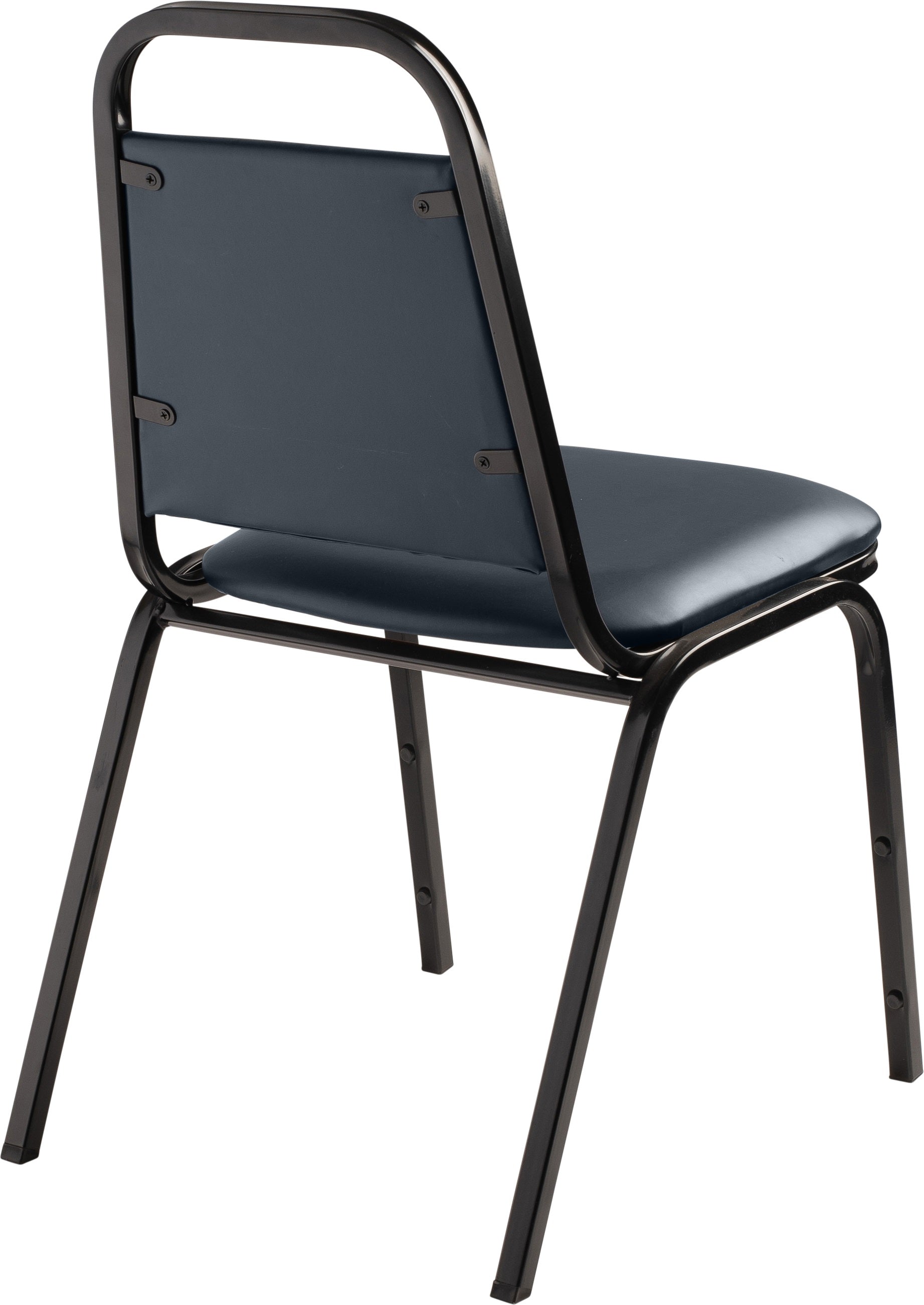 Basics by NPS® 9100 Series Vinyl Upholstered Stack Chair, Surface Color: Midnight Blue, Frame Color: Black