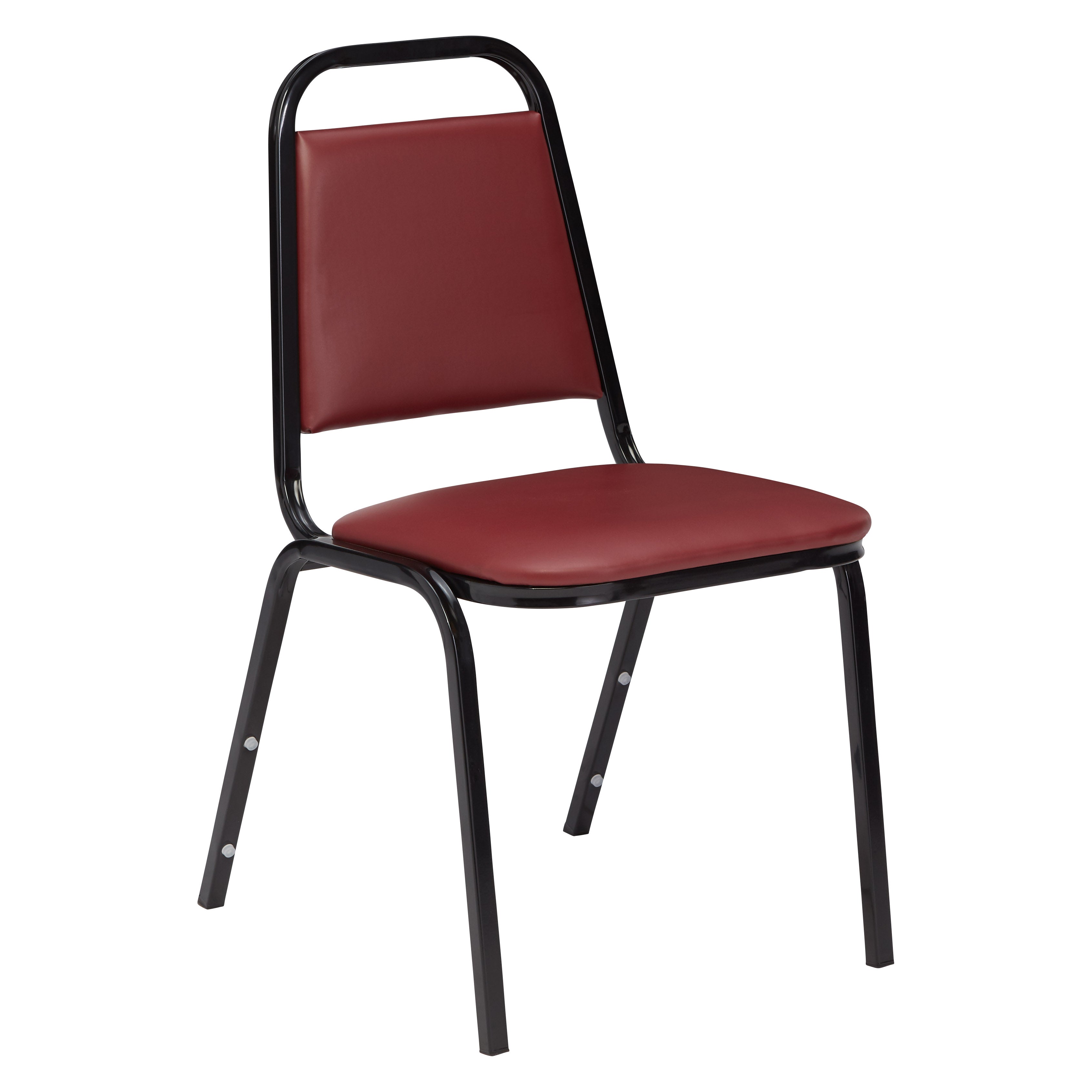 Basics by NPS® 9100 Series Vinyl Upholstered Stack Chair, Surface Color: Burgundy, Frame Color: Black