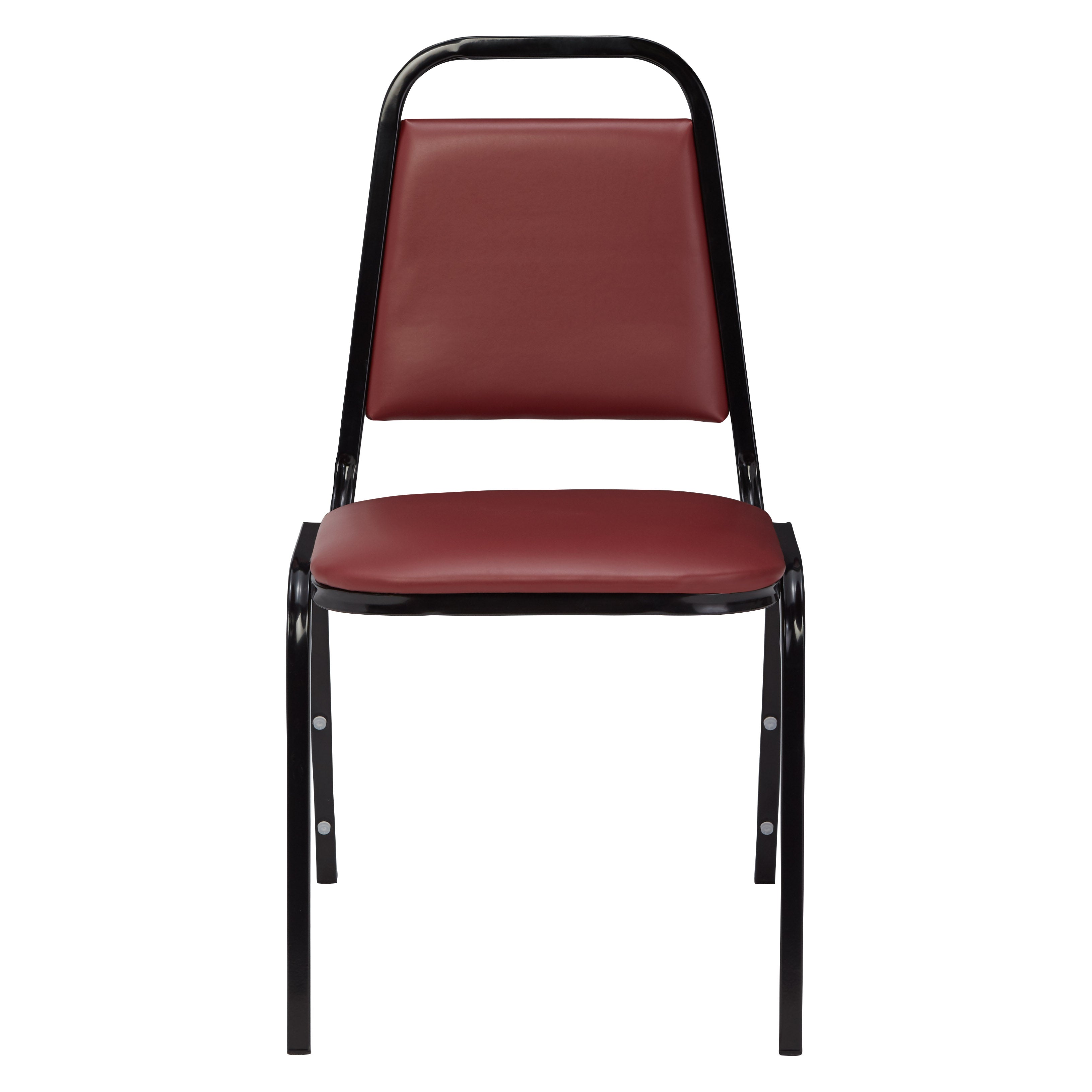 Basics by NPS® 9100 Series Vinyl Upholstered Stack Chair, Surface Color: Burgundy, Frame Color: Black