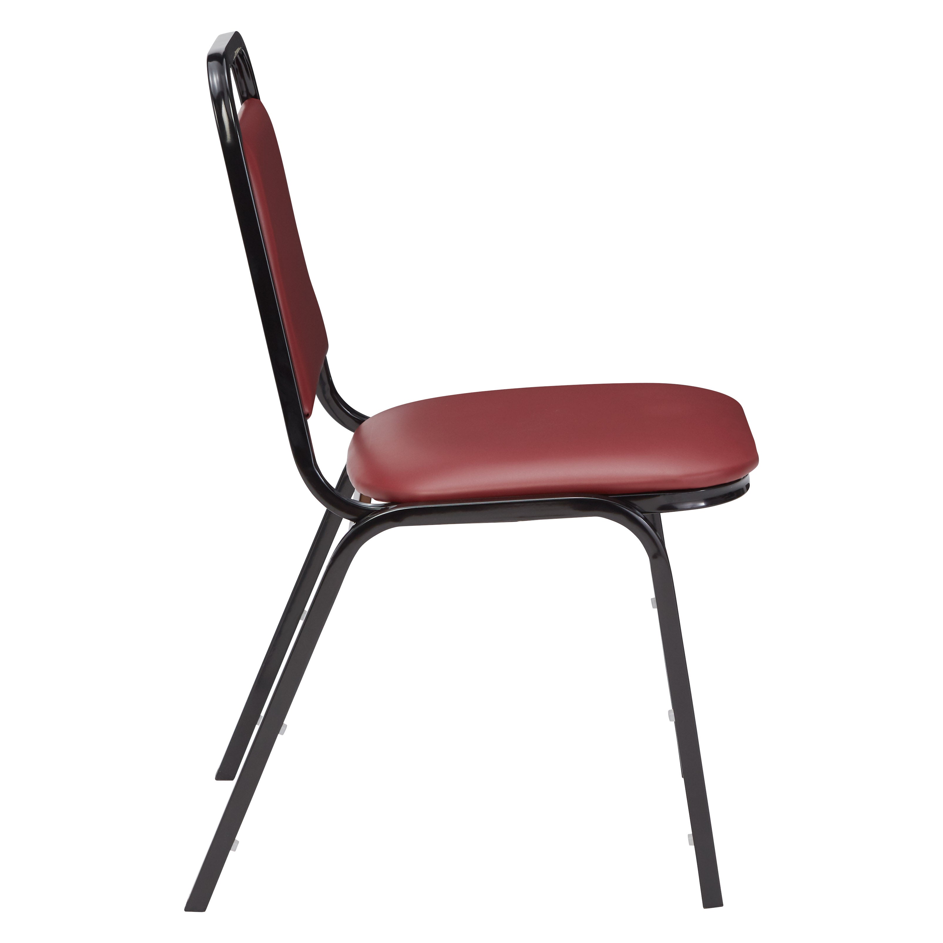 Basics by NPS® 9100 Series Vinyl Upholstered Stack Chair, Surface Color: Burgundy, Frame Color: Black