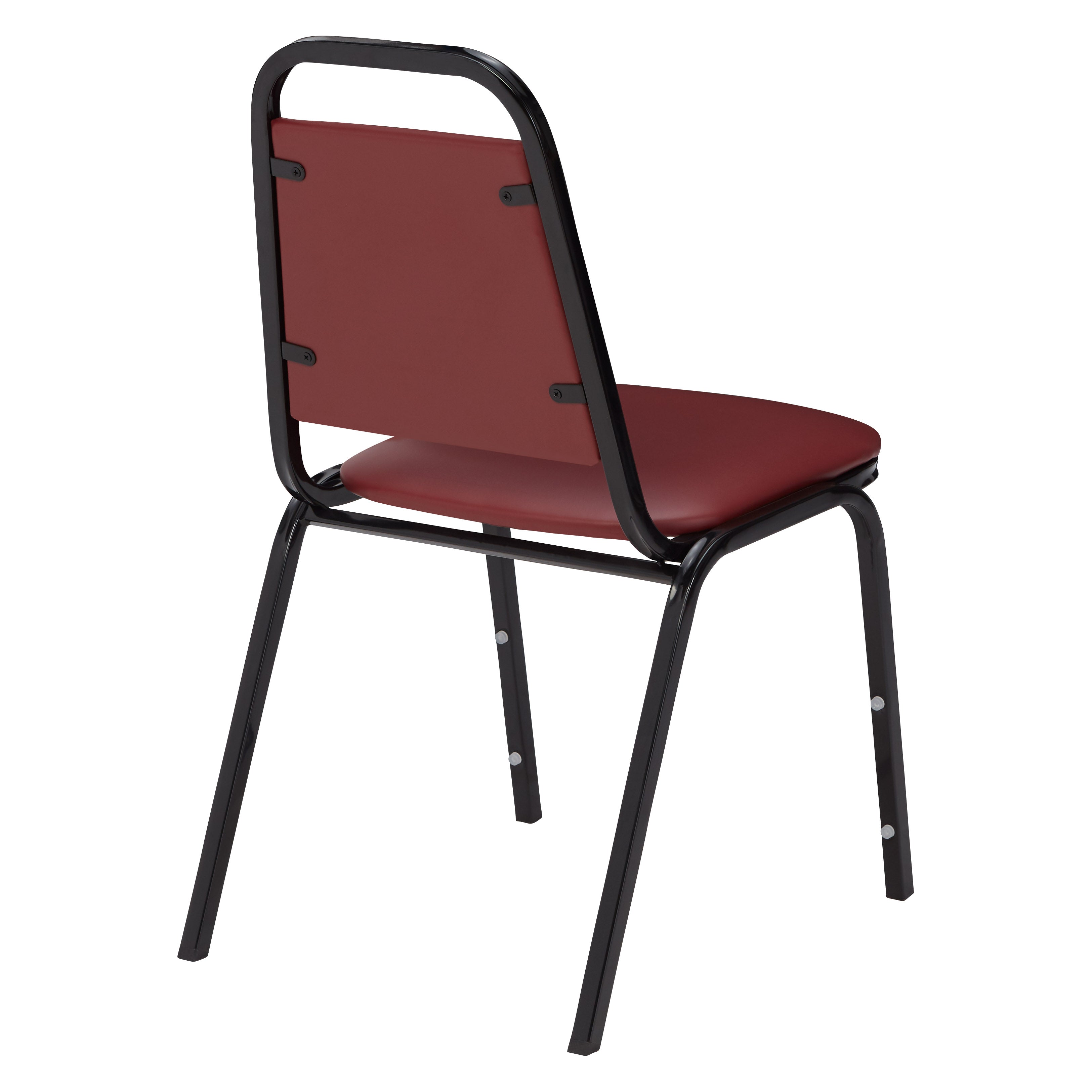 Basics by NPS® 9100 Series Vinyl Upholstered Stack Chair, Surface Color: Burgundy, Frame Color: Black
