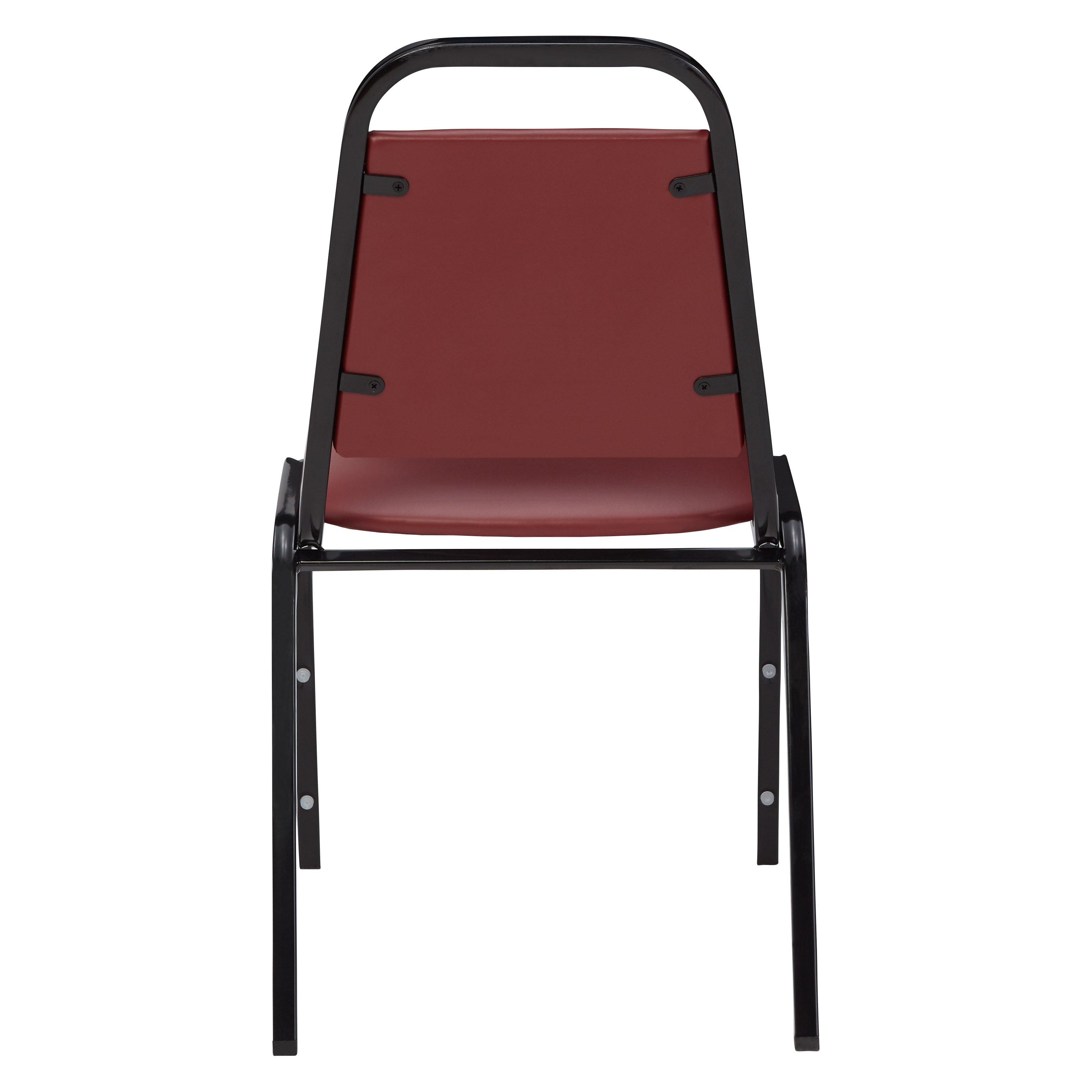 Basics by NPS® 9100 Series Vinyl Upholstered Stack Chair, Surface Color: Burgundy, Frame Color: Black