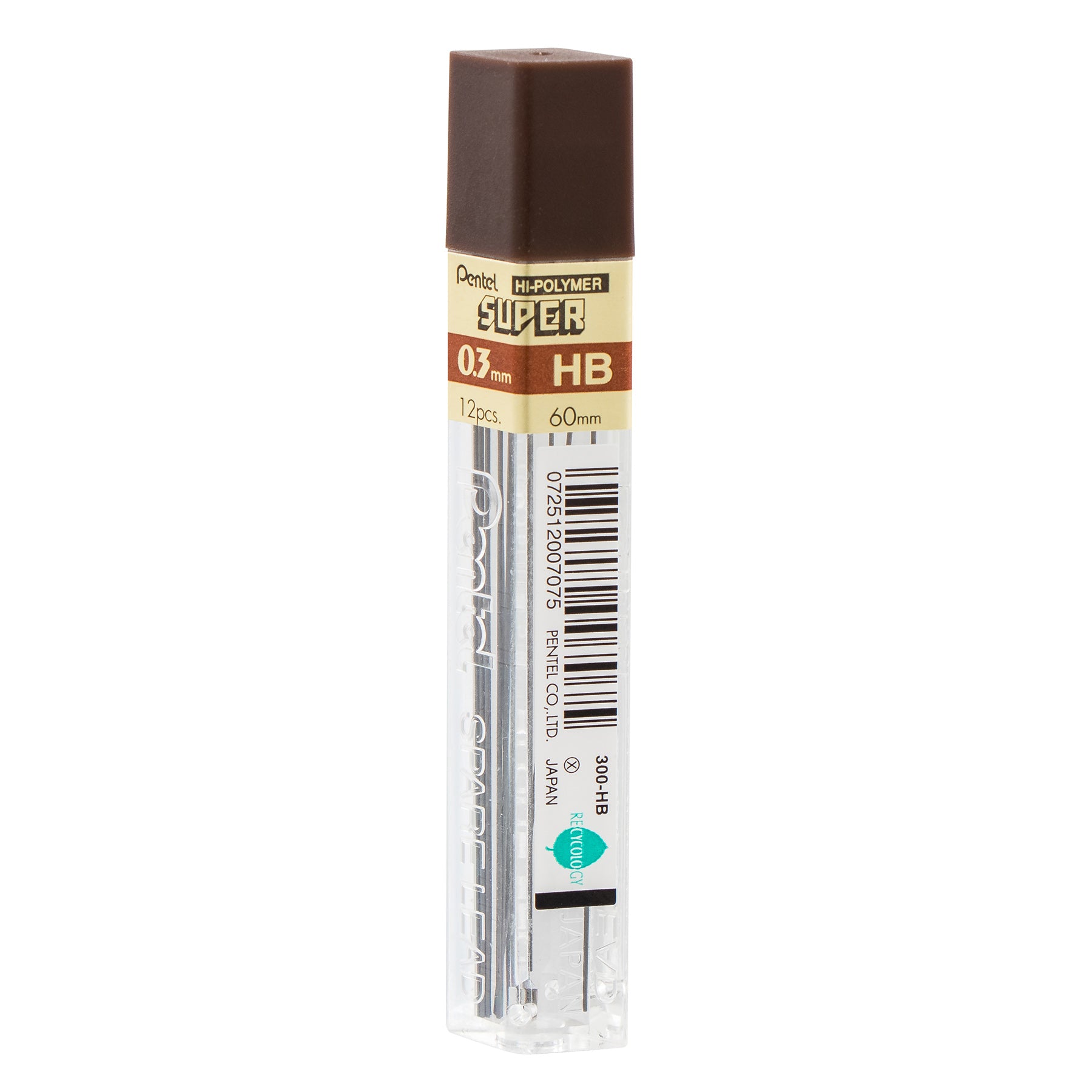 Super Hi-Polymer Lead Refill (0.3mm) Extra Fine, HB, 12 Pieces/Tube, 12 Tubes/Box