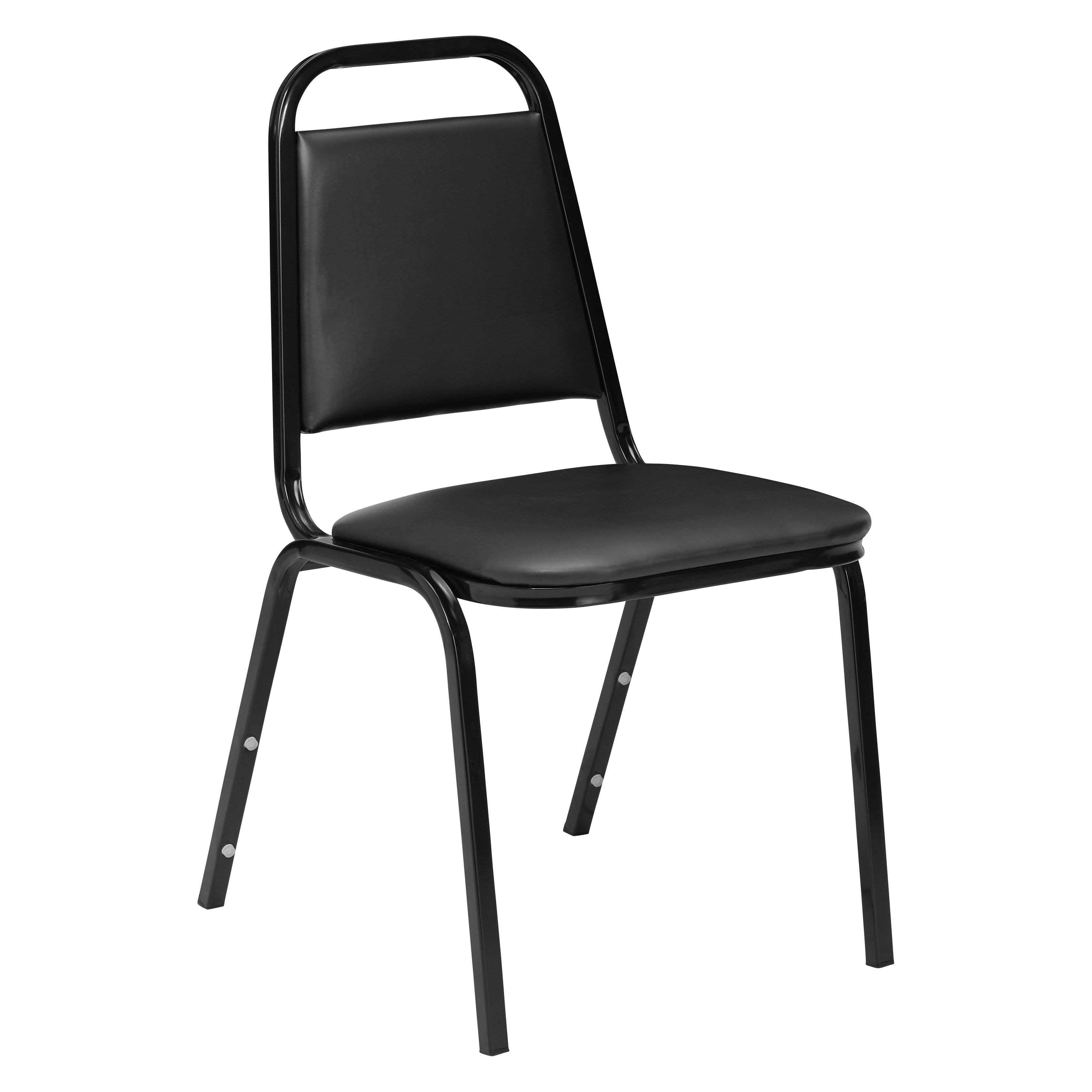 Basics by NPS® 9100 Series Vinyl Upholstered Stack Chair, Surface Color: Black, Frame Color: Black