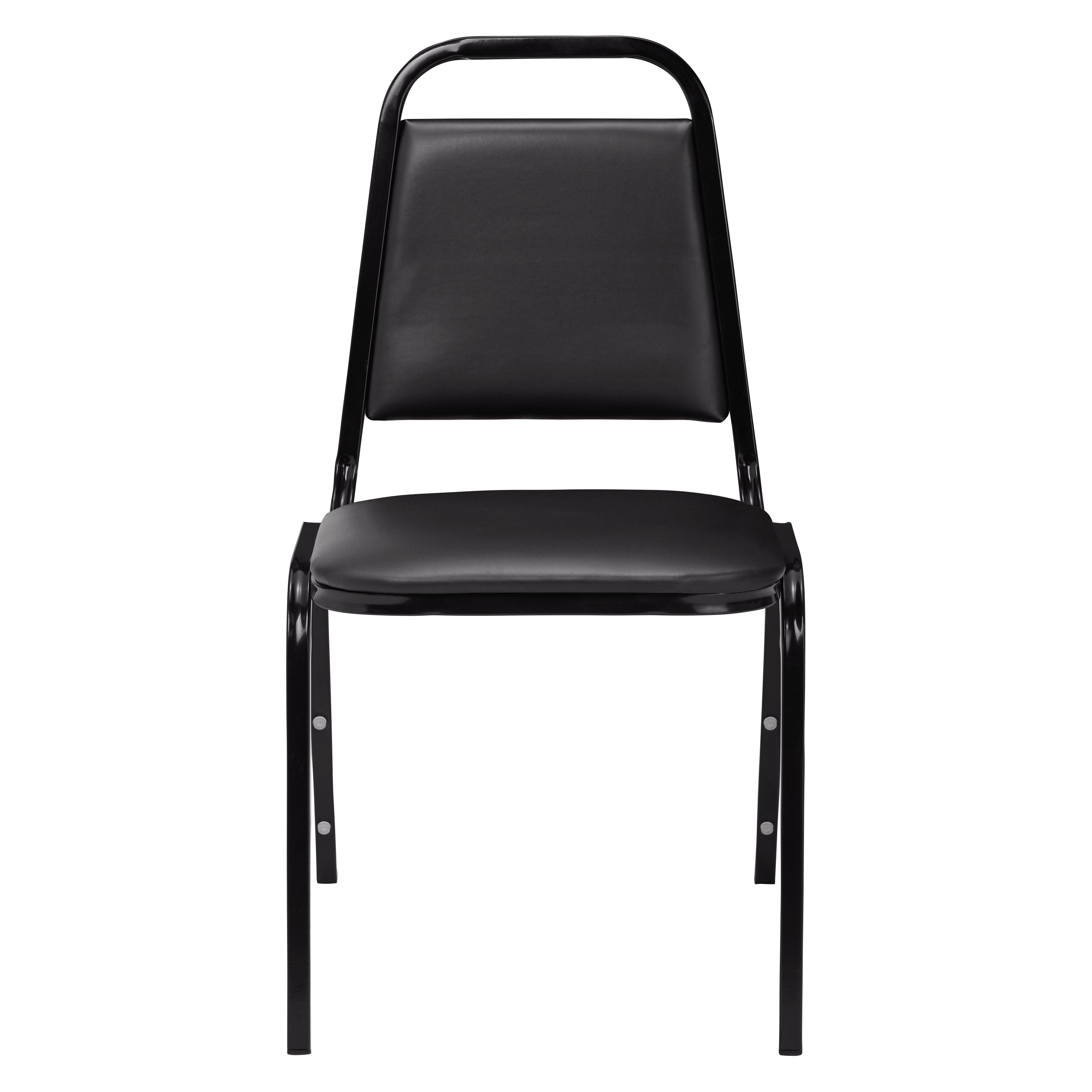 Basics by NPS® 9100 Series Vinyl Upholstered Stack Chair, Surface Color: Black, Frame Color: Black
