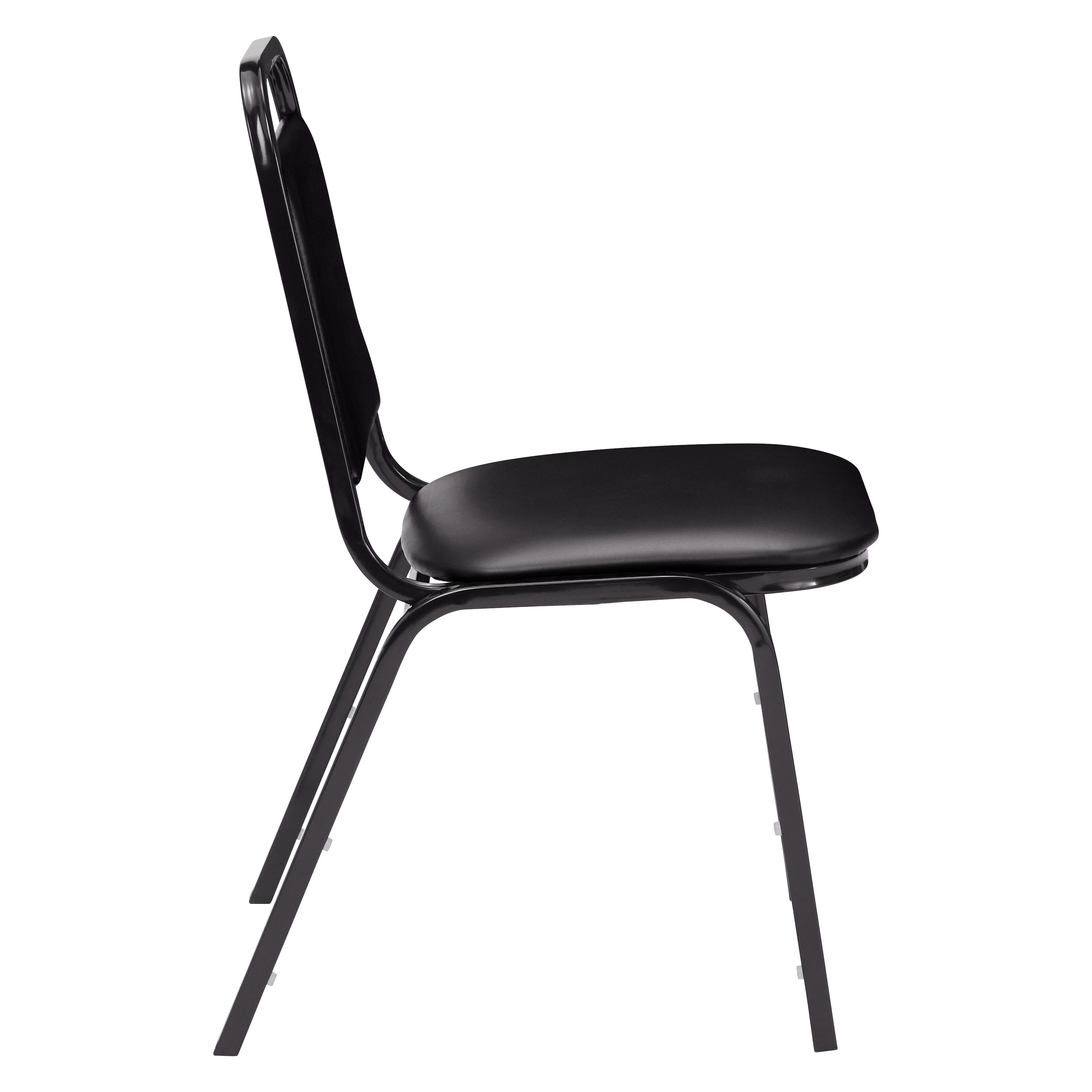 Basics by NPS® 9100 Series Vinyl Upholstered Stack Chair, Surface Color: Black, Frame Color: Black