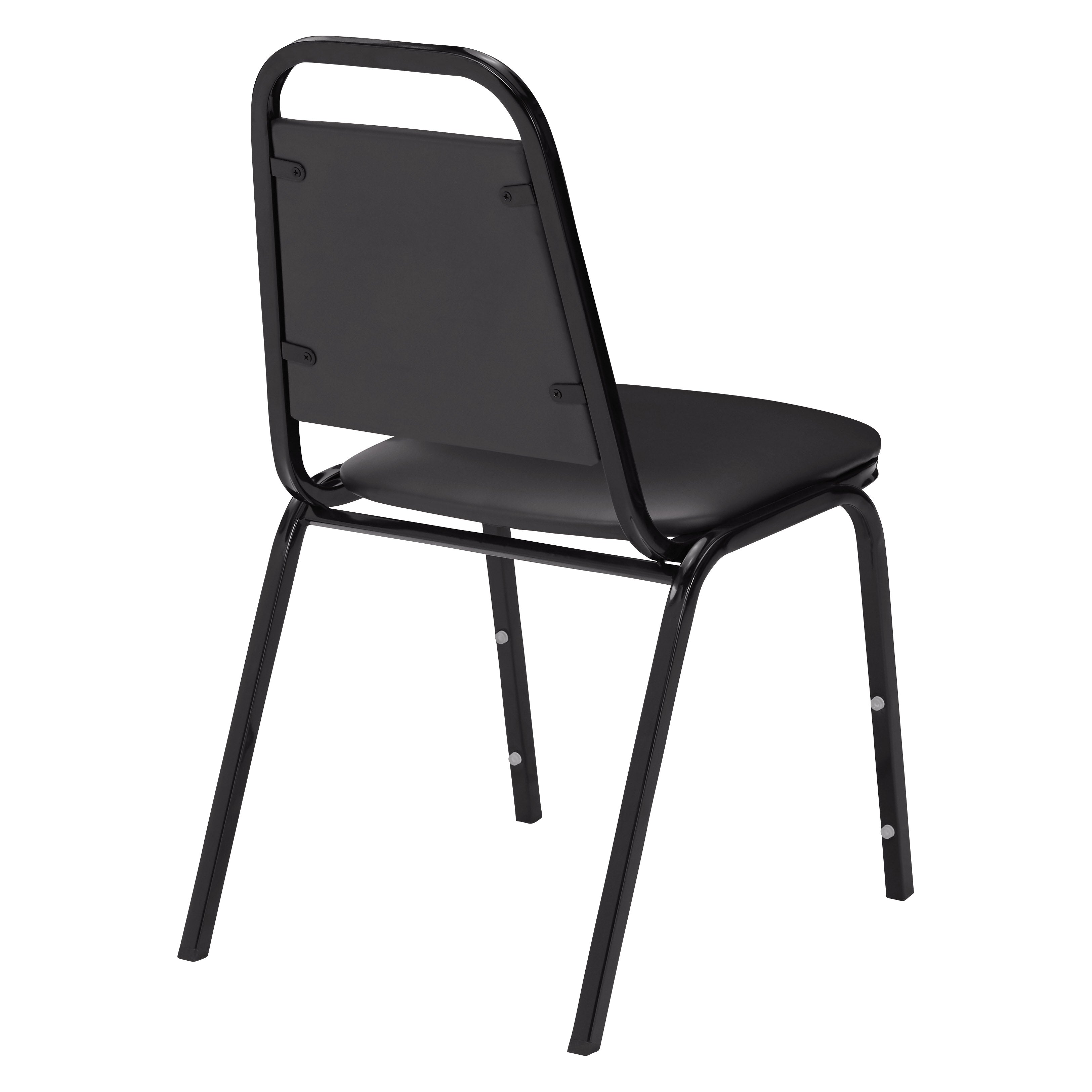 Basics by NPS® 9100 Series Vinyl Upholstered Stack Chair, Surface Color: Black, Frame Color: Black
