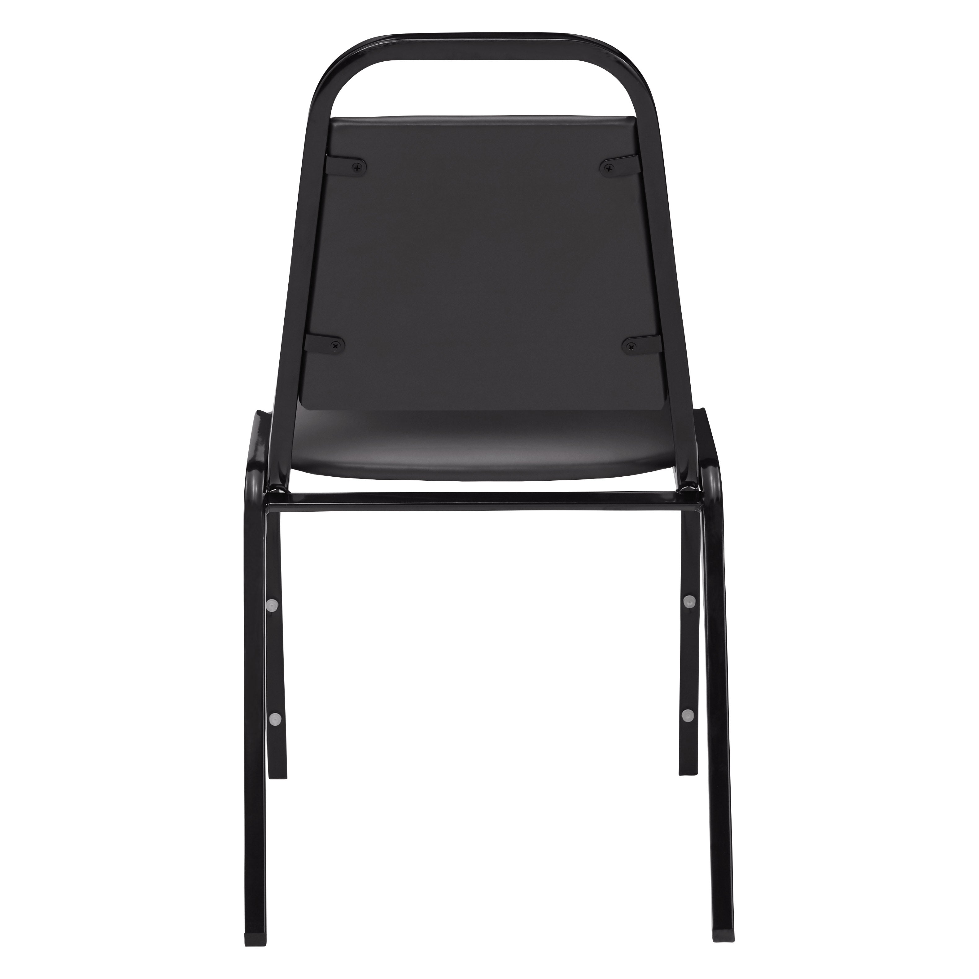 Basics by NPS® 9100 Series Vinyl Upholstered Stack Chair, Surface Color: Black, Frame Color: Black
