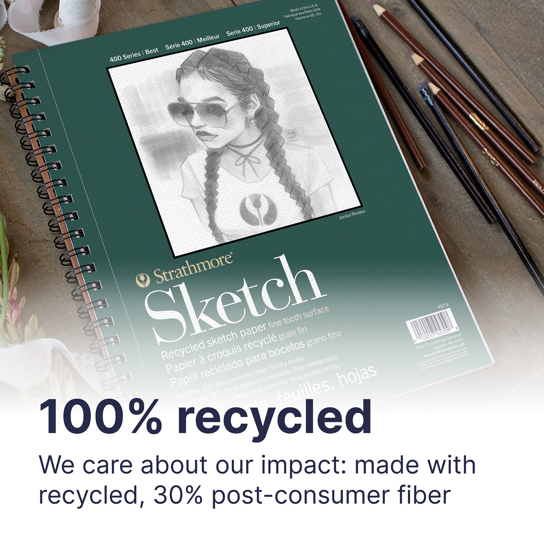 400 Series Sketch Pad, Recycled, Side Wire Binding, 100 Sheet, 11x14 inch, 1 Count