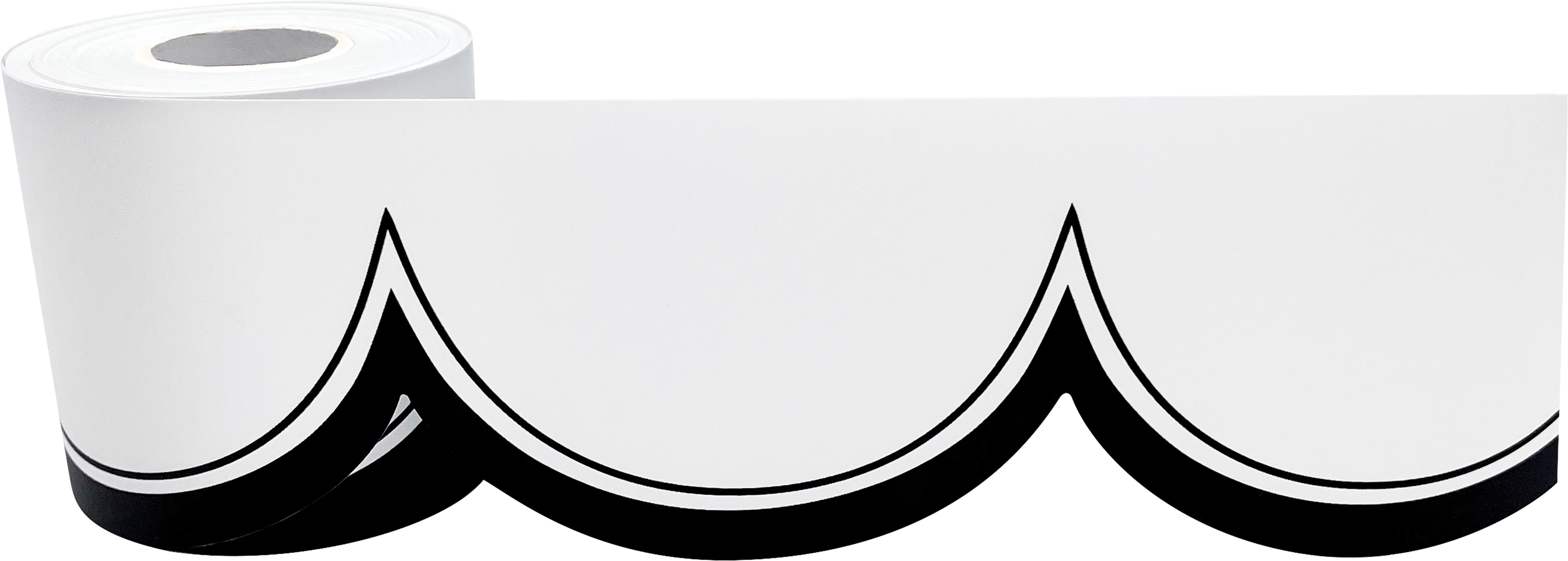 White with Black Scalloped Die-Cut Rolled Border Trim