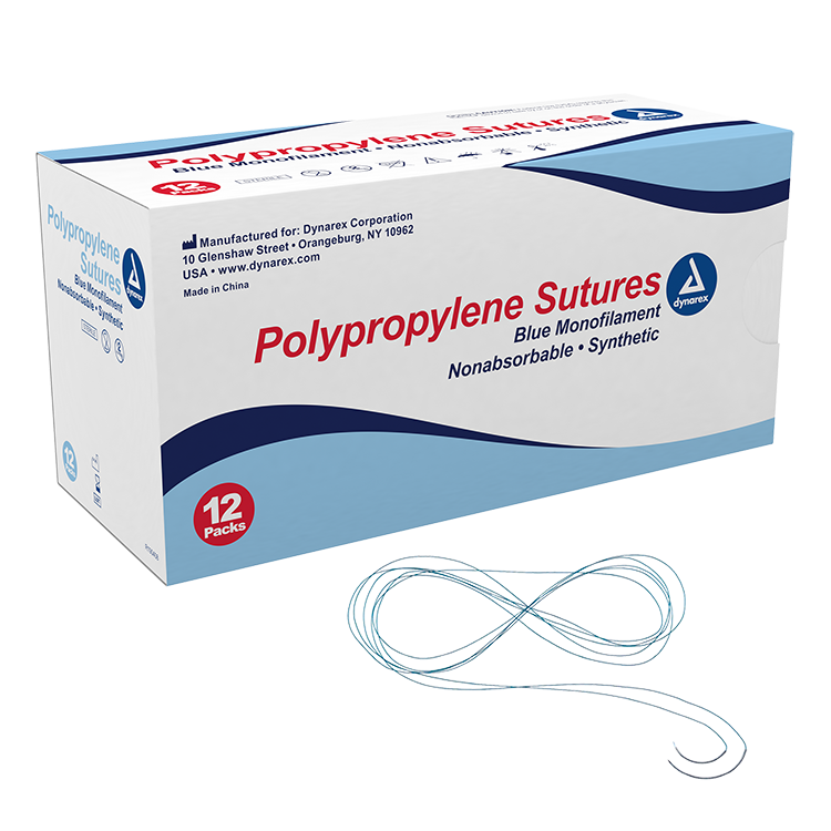 Polypropylene Sutures-Non Absorbable - Synthetic, Blue, 5-0, C3 Needle, 18"- 12 pcs per Box