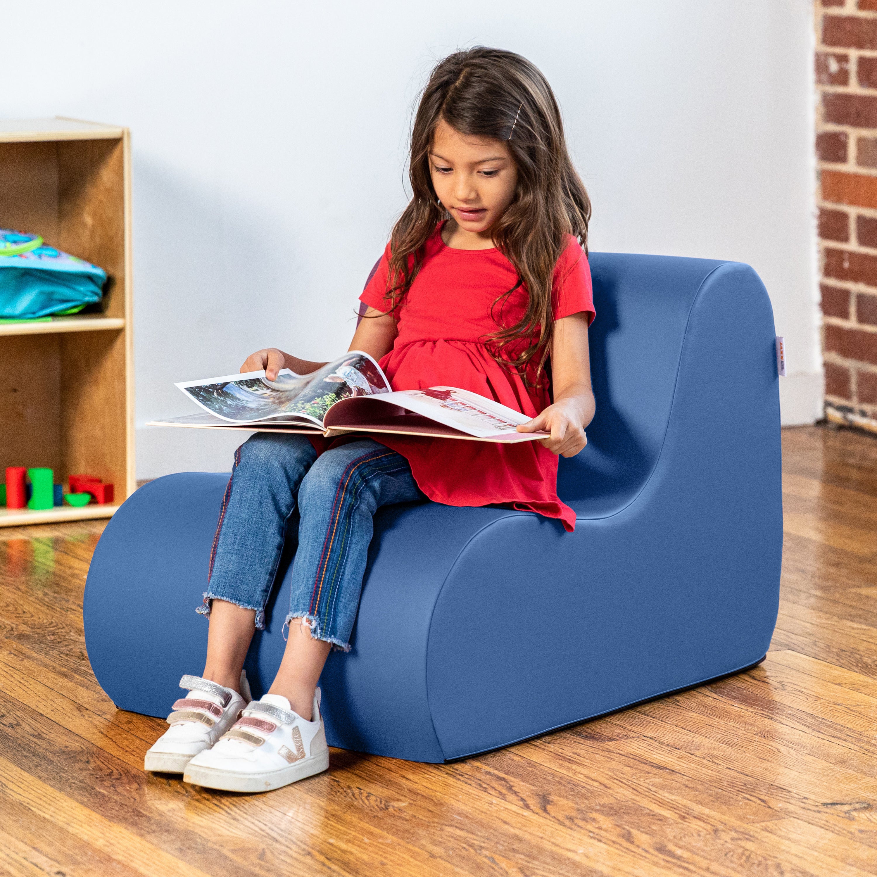 Jaxx Midtown Small Classroom Soft Foam Chair - Premium Vinyl Cover, Royal Blue