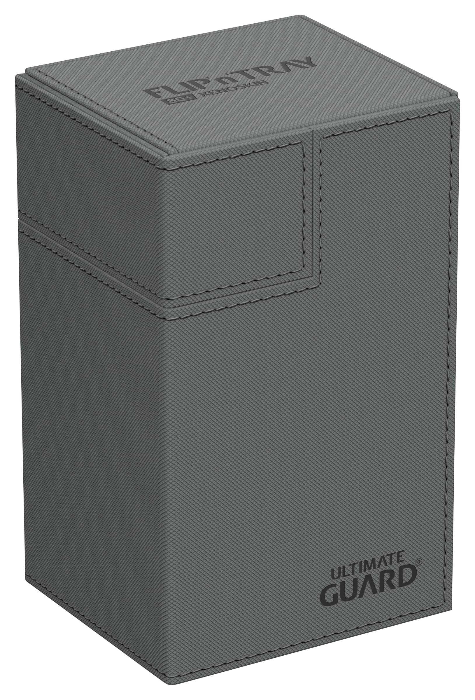 Ultimate Guard Flip'n'Tray 80+, Deck Case for 80 Double-Sleeved TCG Cards + Dice Tray, Grey, Independent Magnetic Closure & Microfiber Inner Lining