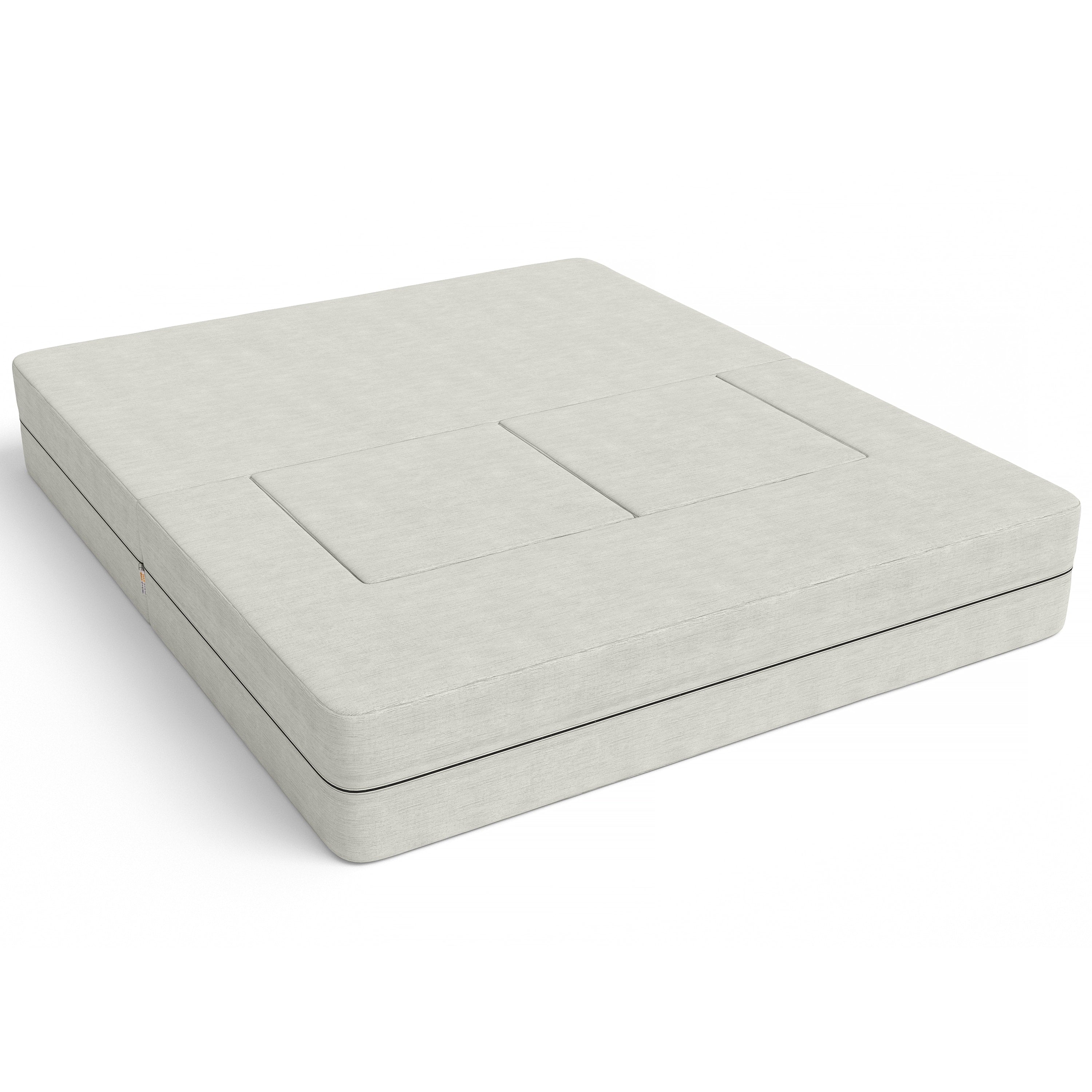 Jaxx Zipline Convertible Sleeper Loveseat & Ottomans, Textured Microvelvet - Ivory