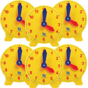 Classic Geared Yellow Student Clock - Set of 6