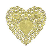 Doilies - Heart, 12 ct., 4" Gold Foil