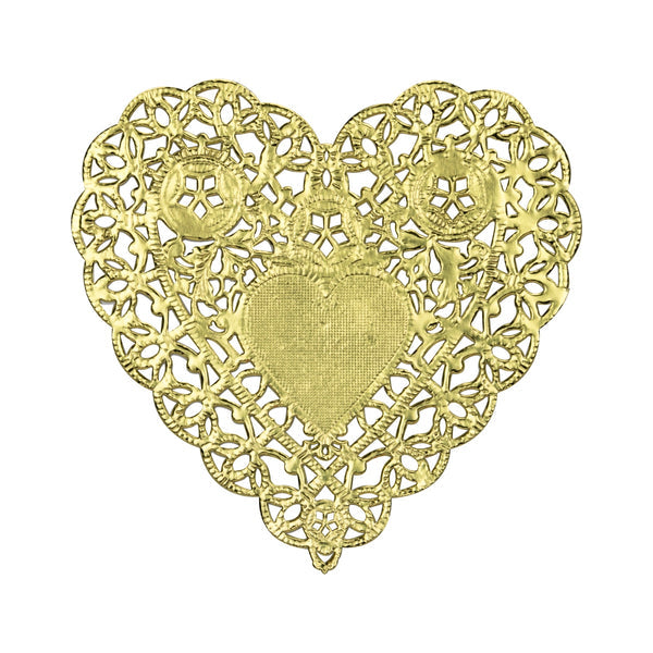 Doilies - Heart, 12 ct., 4" Gold Foil
