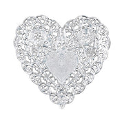 Doilies - Heart, 12 ct., 4" Silver Foil