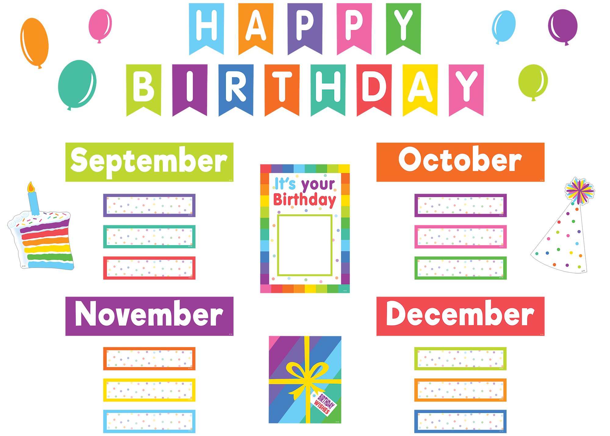 Colorful Happy Birthday Mini Bulletin Board