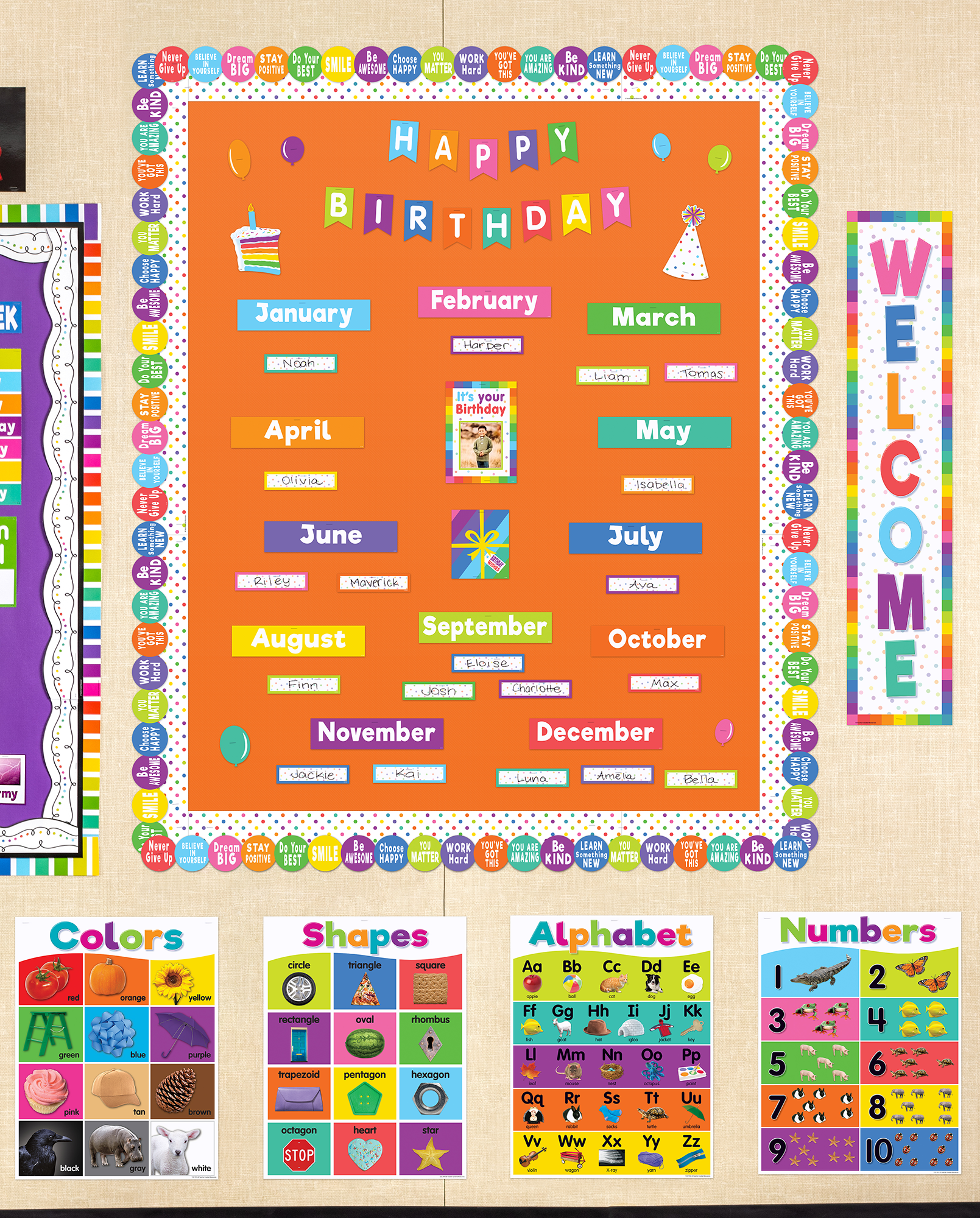 Colorful Happy Birthday Mini Bulletin Board