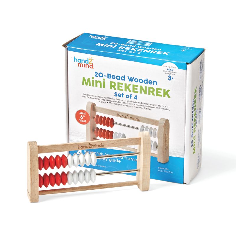 Rekenreks, Mini, 20-Bead, Wood, Set/4