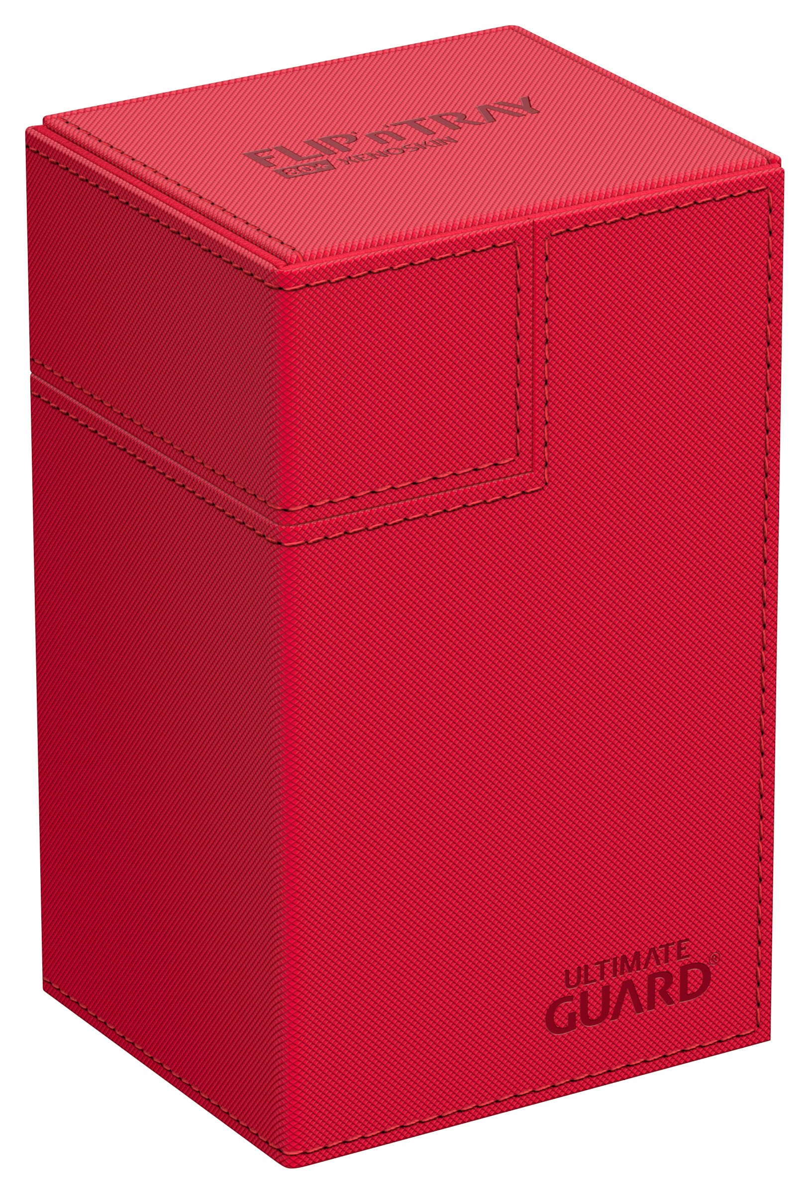 Ultimate Guard Flip'n'Tray 80+, Deck Case for 80 Double-Sleeved TCG Cards + Dice Tray, Red, Independent Magnetic Closure & Microfiber Inner Lining