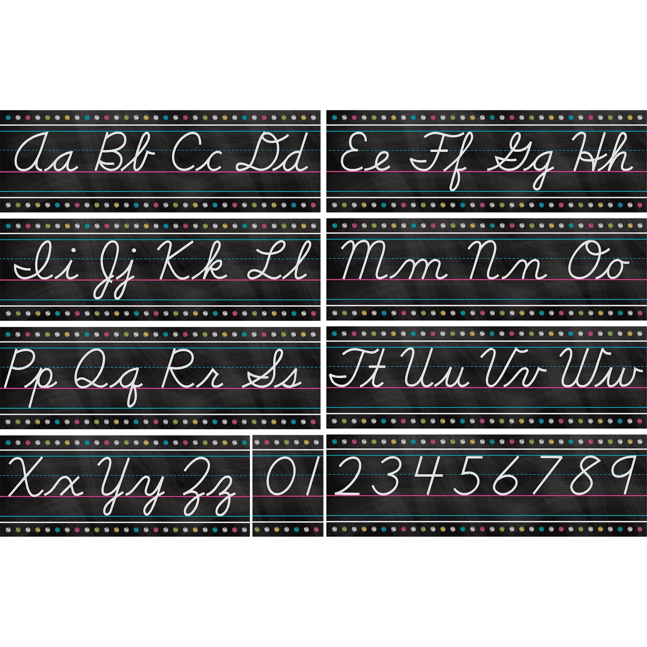 Chalkboard Brights Cursive Writing Bulletin Board