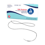 Braided Black Silk Sutures - Non Absorbable, Black, 4-0, C6 Needle, 18"- 12 pcs per Box