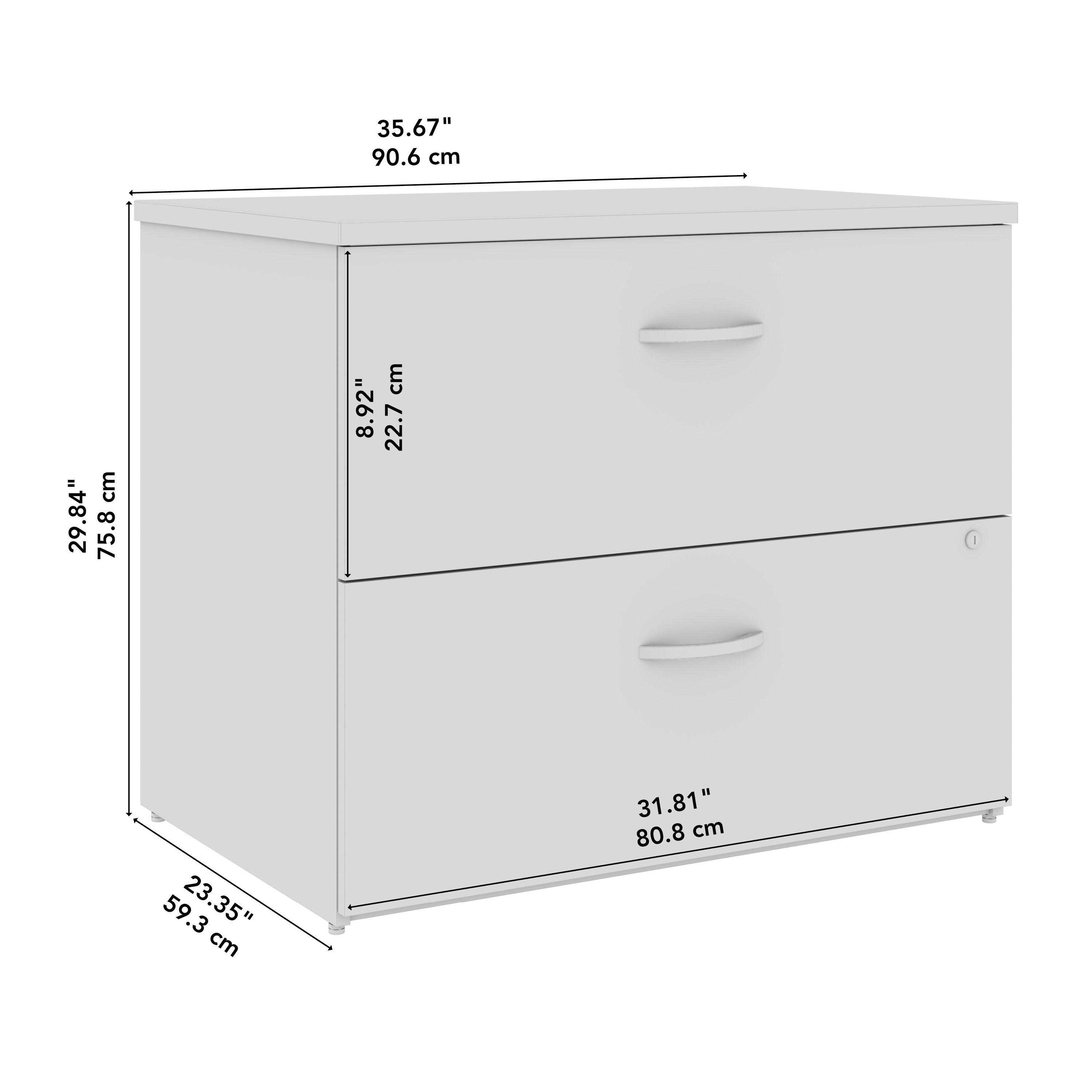 Bush Business Furniture Studio C 2 Drawer Lateral File Cabinet in Natural Elm - Assembled - 35.67" Width x 23.35" Depth x 29.84" Height