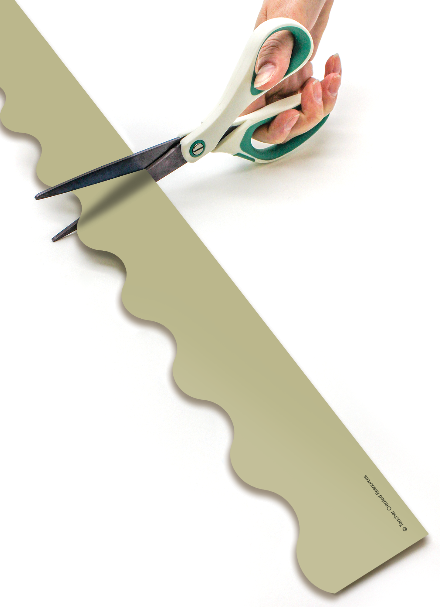 Olive Green Scalloped Rolled Border Trim