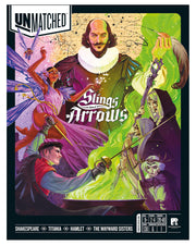 Restoration Games Unmatched Slings and Arrows - Strategy Board Game for 2 to 4 Players - Shakespeare Heroes Expansion with Globe Theatre Battlefield - 30 Min Playtime - Ages 9+