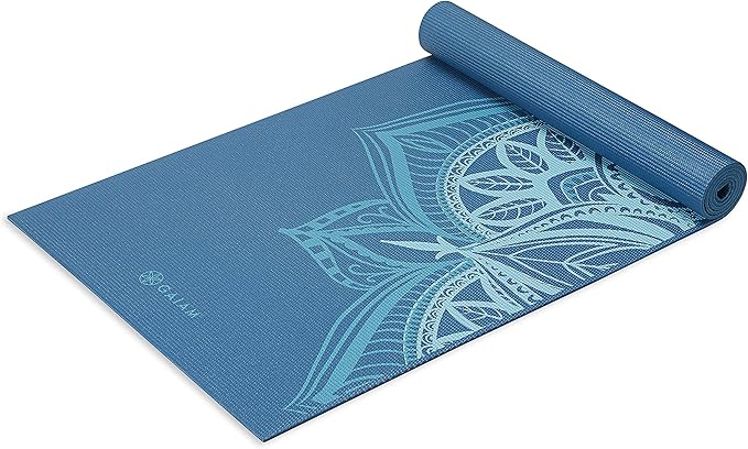 Gaiam Yoga Mat - Premium 6mm Print Extra Thick Non Slip Exercise & Fitness Mat for All Types of Yoga, Pilates & Floor Workouts (68"L x 24"W x 6mm Thick) - Indigo Point
