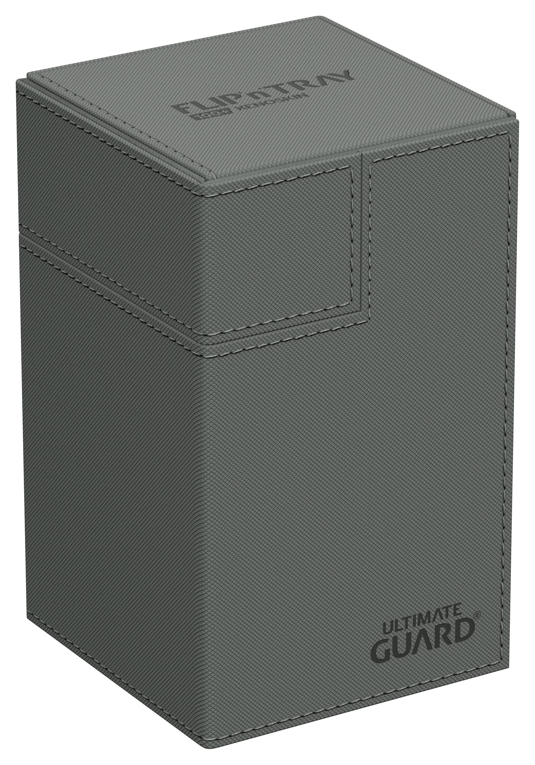 Ultimate Guard Flip'n'Tray 100+, Deck Case for 100 Double-Sleeved TCG Cards + Dice Tray, Grey, Independent Magnetic Closure & Microfiber Inner Lining