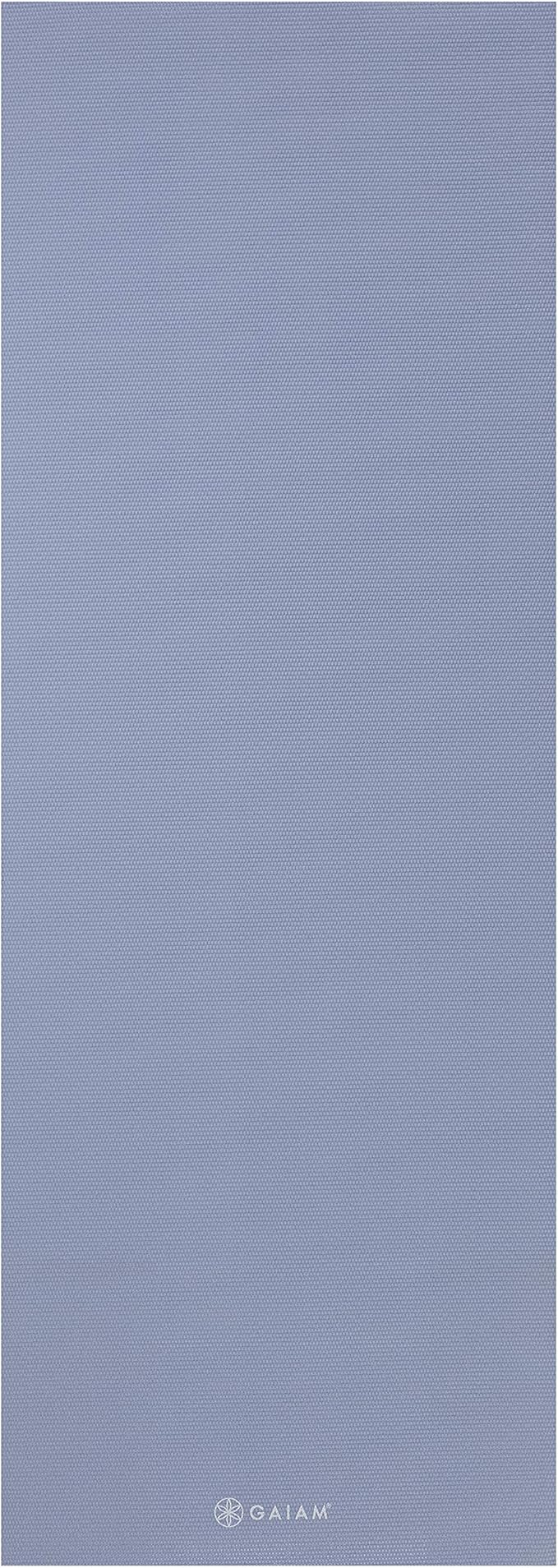 Gaiam Yoga Mat - Premium 5mm Solid Thick Non Slip Exercise & Fitness Mat for All Types of Yoga, Pilates & Floor Workouts (68" x 24" x 5mm) - Chambray