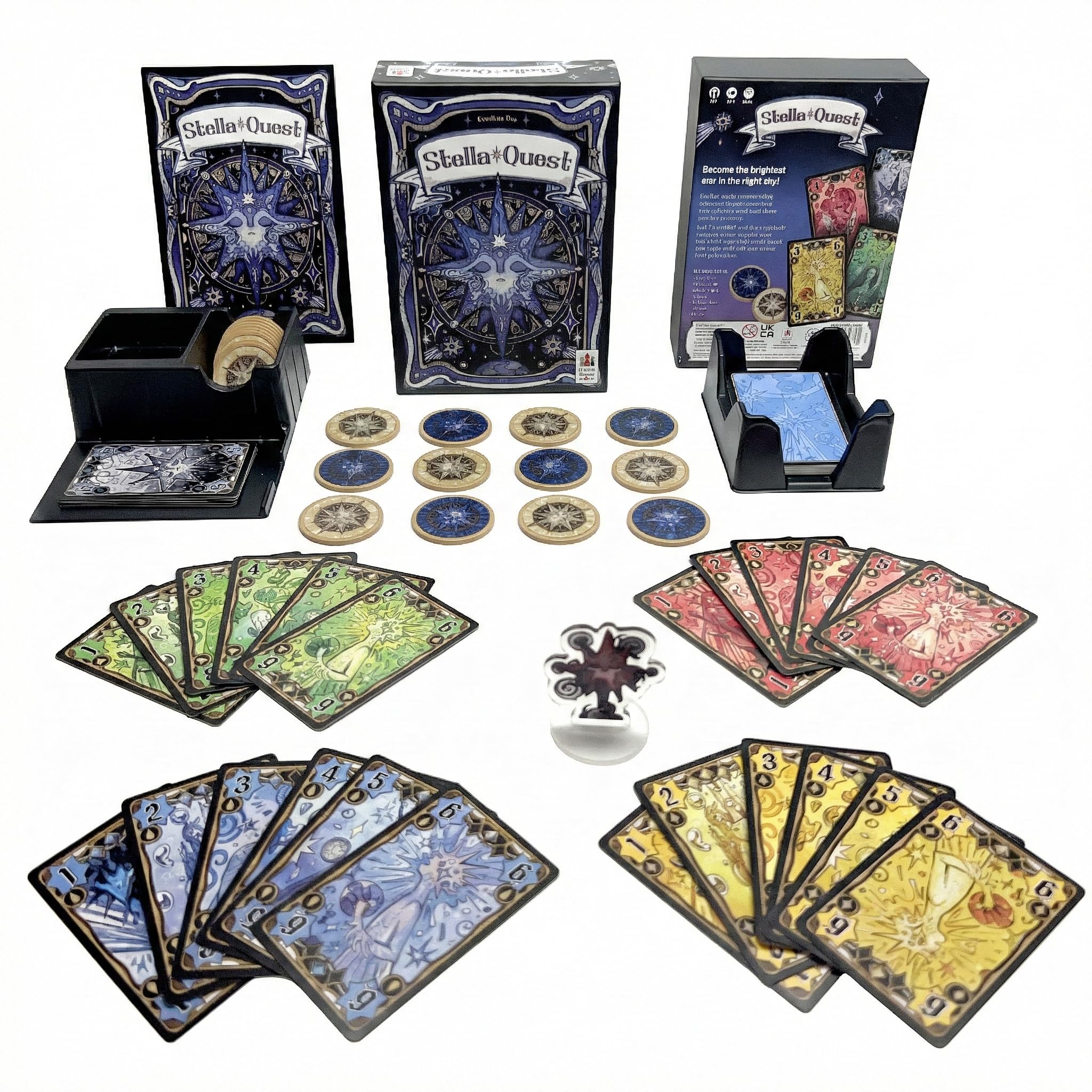 CrowD Games | Stella Quest | Modern Card Game | Trick-Taking Card Game | Subtle Bluffing | Push-Your-Luck | Set Collection | 2-4 Players | Ages 10 and up | 25 min