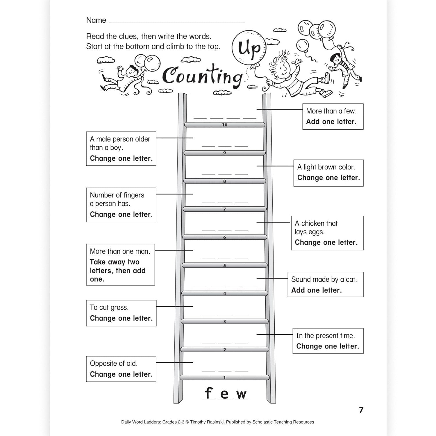 Daily Word Ladders Workbook, Grades 2-3